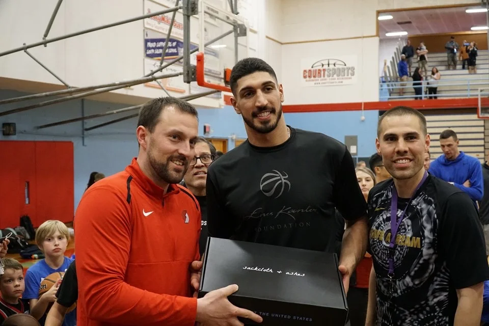 NBA Trail Blazer Enes Kanter Makes His 1st Stop at Salem Hoops Project
