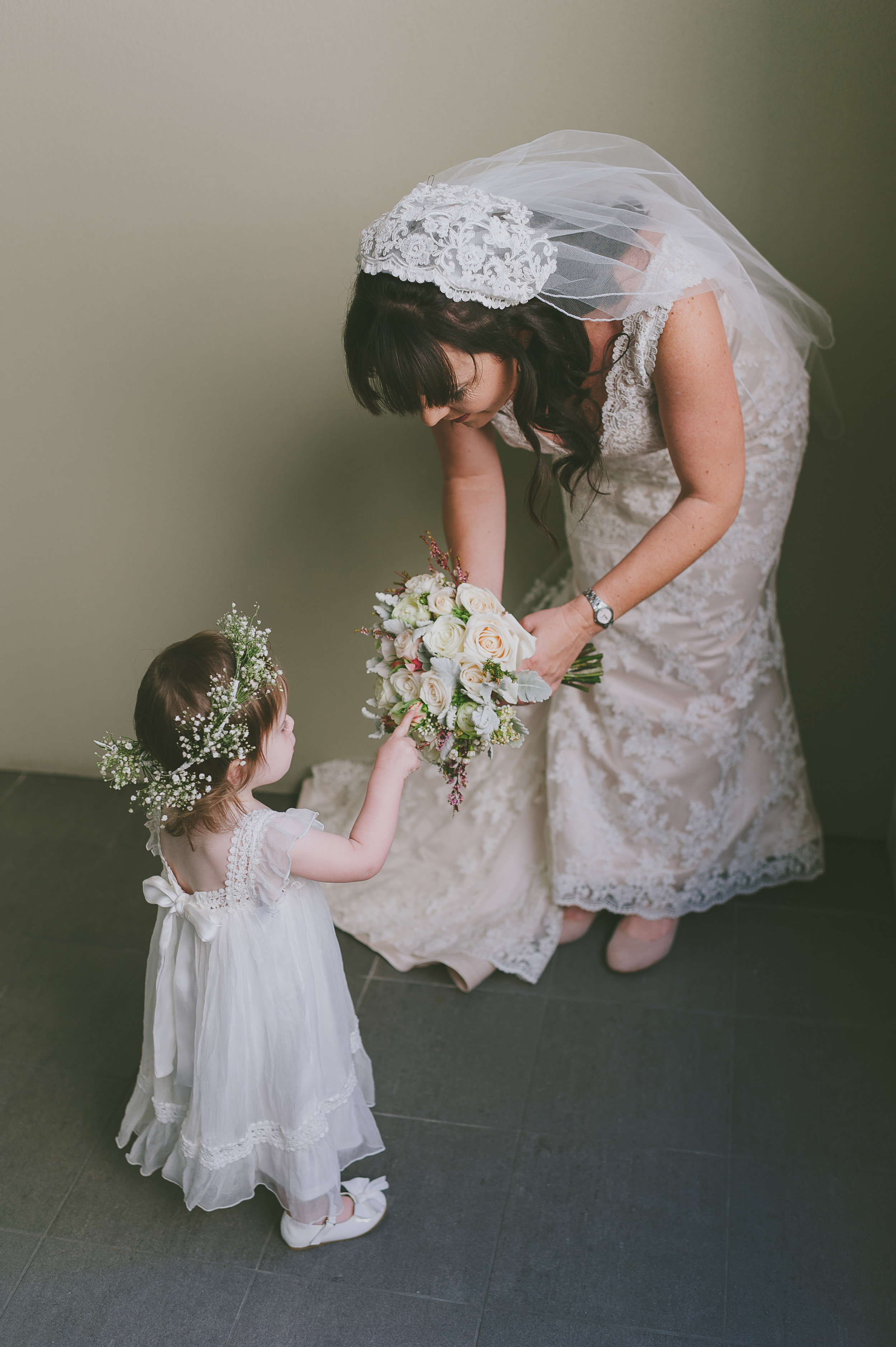 Bride and flowergirl