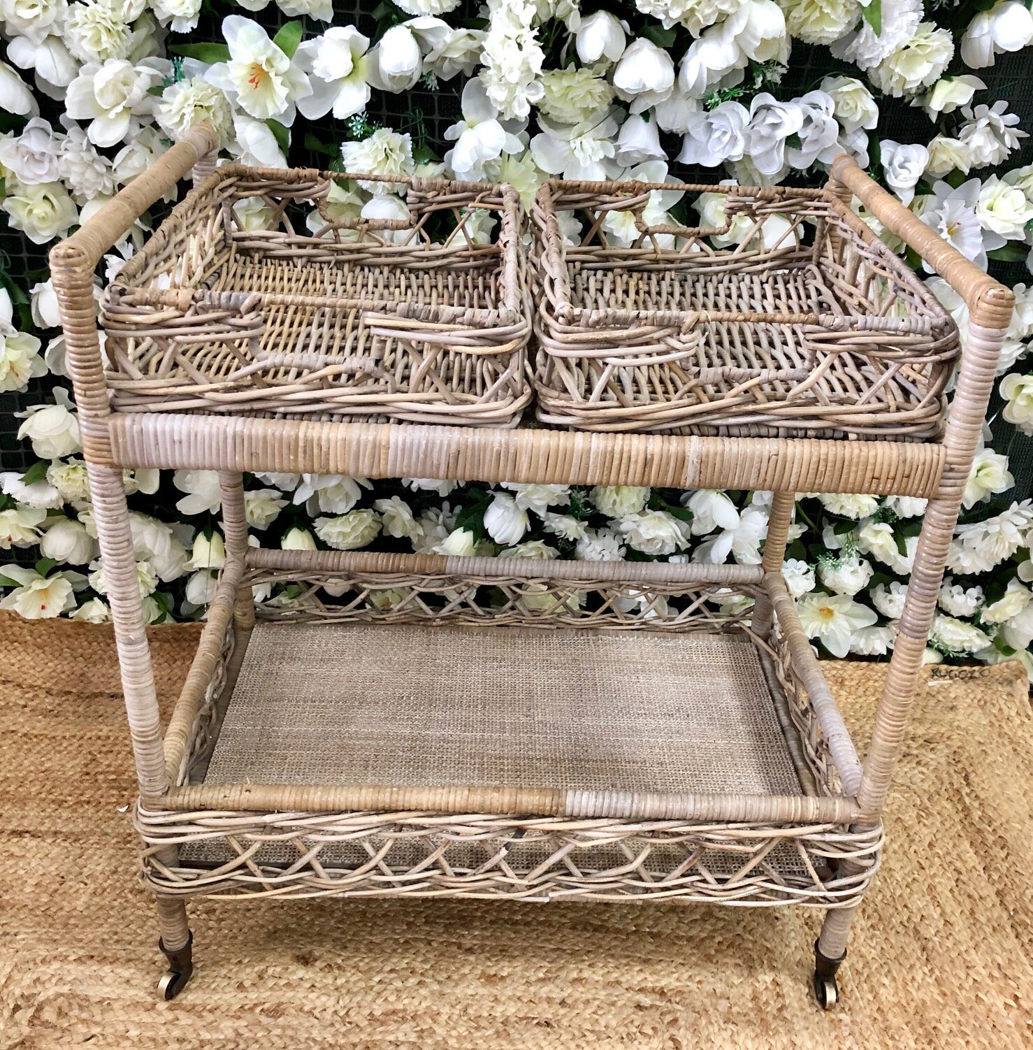 Rattan butlers trolley