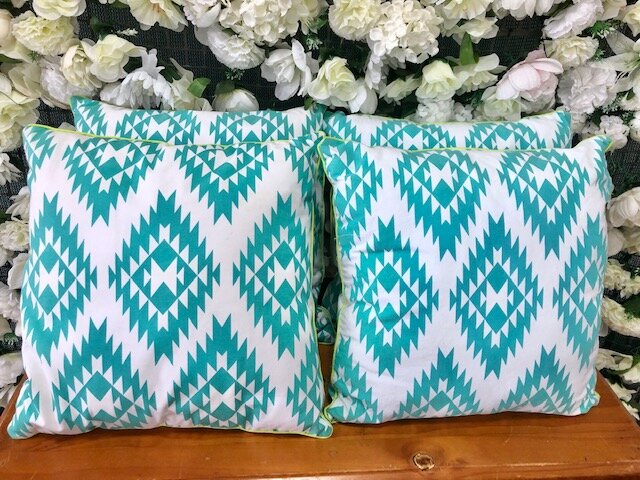 Teal &amp; white cushion