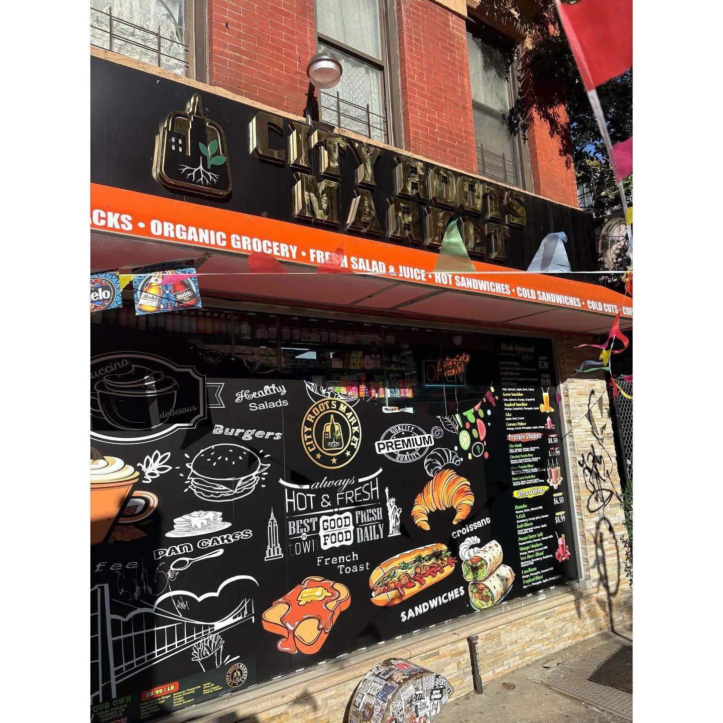 Welcome to Ave B & 12th Street @cityrootsmarket_ 
551 e 12th Street 
Open 24/7
Remember to support your locally owned bodegas! 
Shout out to Hams & Fluffy!
