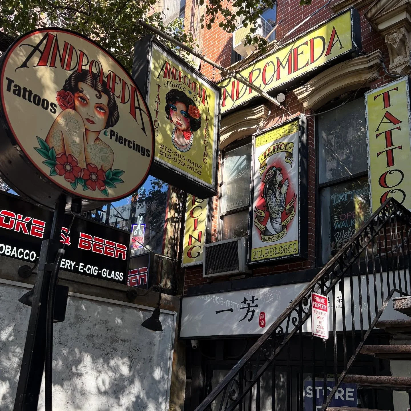 @andromedanyctattoo 
33 St Marks Place 

Hours:
Sun-Thurs &bull; 12pm-10pm
Fri-Sat &bull; 12pm-12am