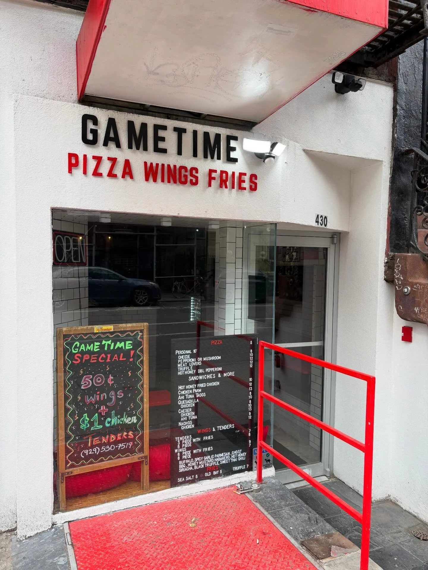 @gametimepizzanyc 
430 e 9th Street

Hours:
Mon-Wed &bull; 12pm-10pm
Thurs &bull; 12pm-11:30pm
Fri-Sat &bull; 12pm-3:30am
Sun &bull; 12pm-11:30pm