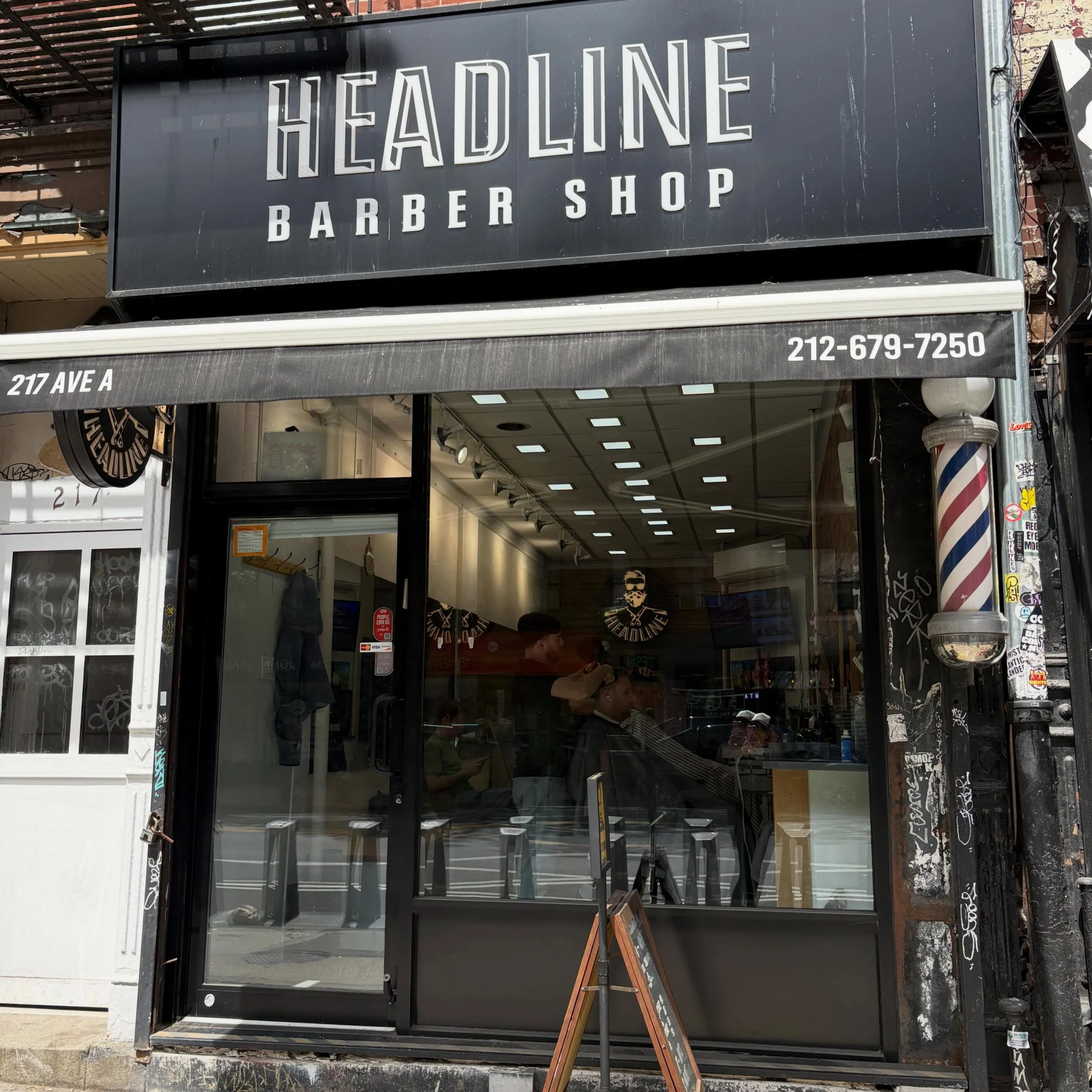 @headlinebarbershop 
217 Ave A

Hours:
Sunday
10:00 AM - 5:00 PM
Monday
10:00 AM - 8:00 PM
Tuesday - Thursday
9:00 AM - 8:00 PM
Friday - Saturday
9:00 AM - 7:00 PM