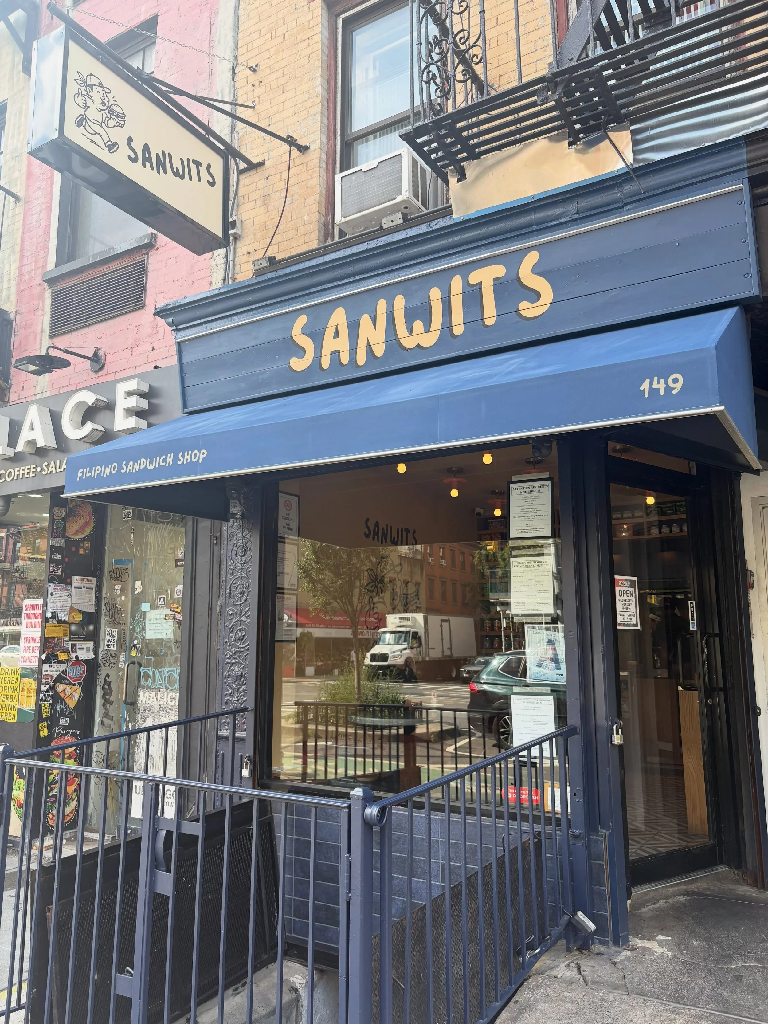 @sanwits.nyc 
149 1st Ave 

Hours:
Wed-Thurs &bull; 12pm-8pm
Fri-Sun &bull; 12pm-9pm
Mon-Tues &bull; Closed