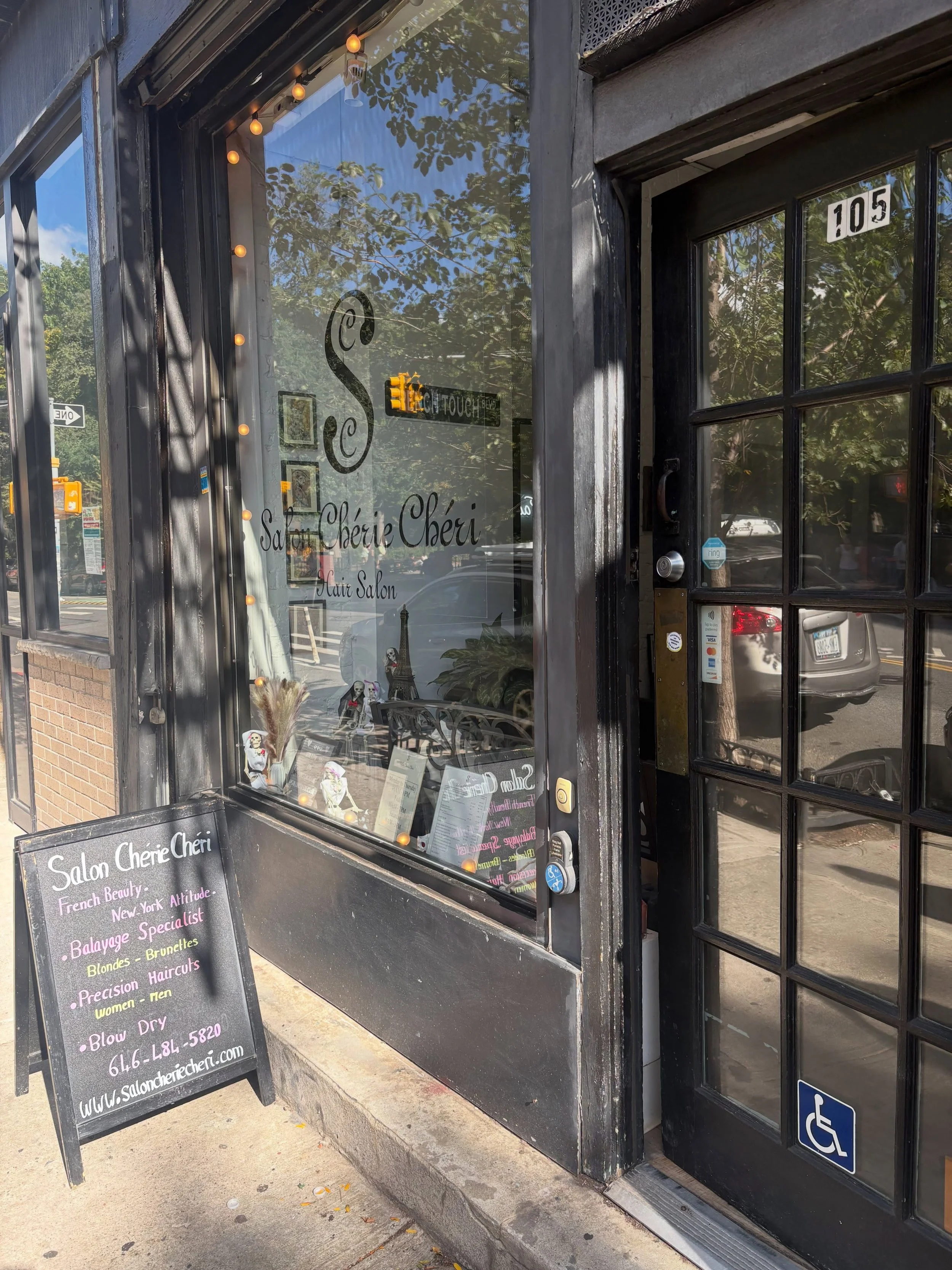 @saloncheriecheri 
105 Ave B

Hours:
Monday &ndash; Thursday : 10AM &ndash; 8PM
Friday : 10AM &ndash; 7PM
Saturday : 9AM &ndash; 6PM