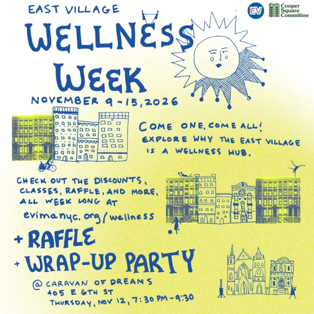 The East Village has always been a hub for wellness &mdash; come explore why!
@coopersquare and @evimanyc are partnering up for East Village Wellness Week, a neighborhood-wide celebration from November 9th to 15th. Discounts, specials, events, and mo