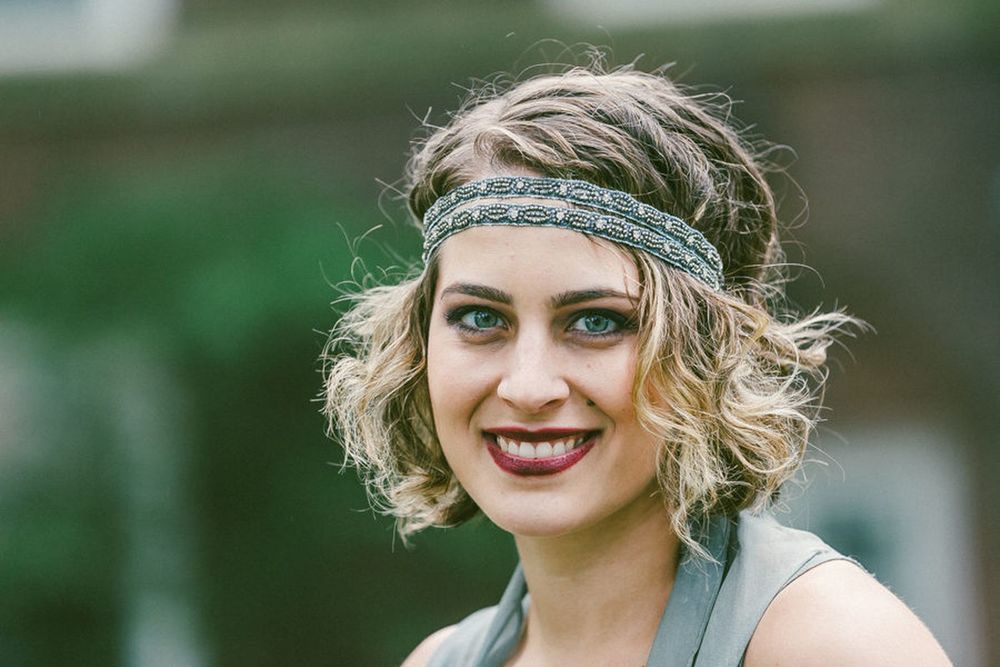 Beaded Headpiece + Dark Lips + Wavy Tresses