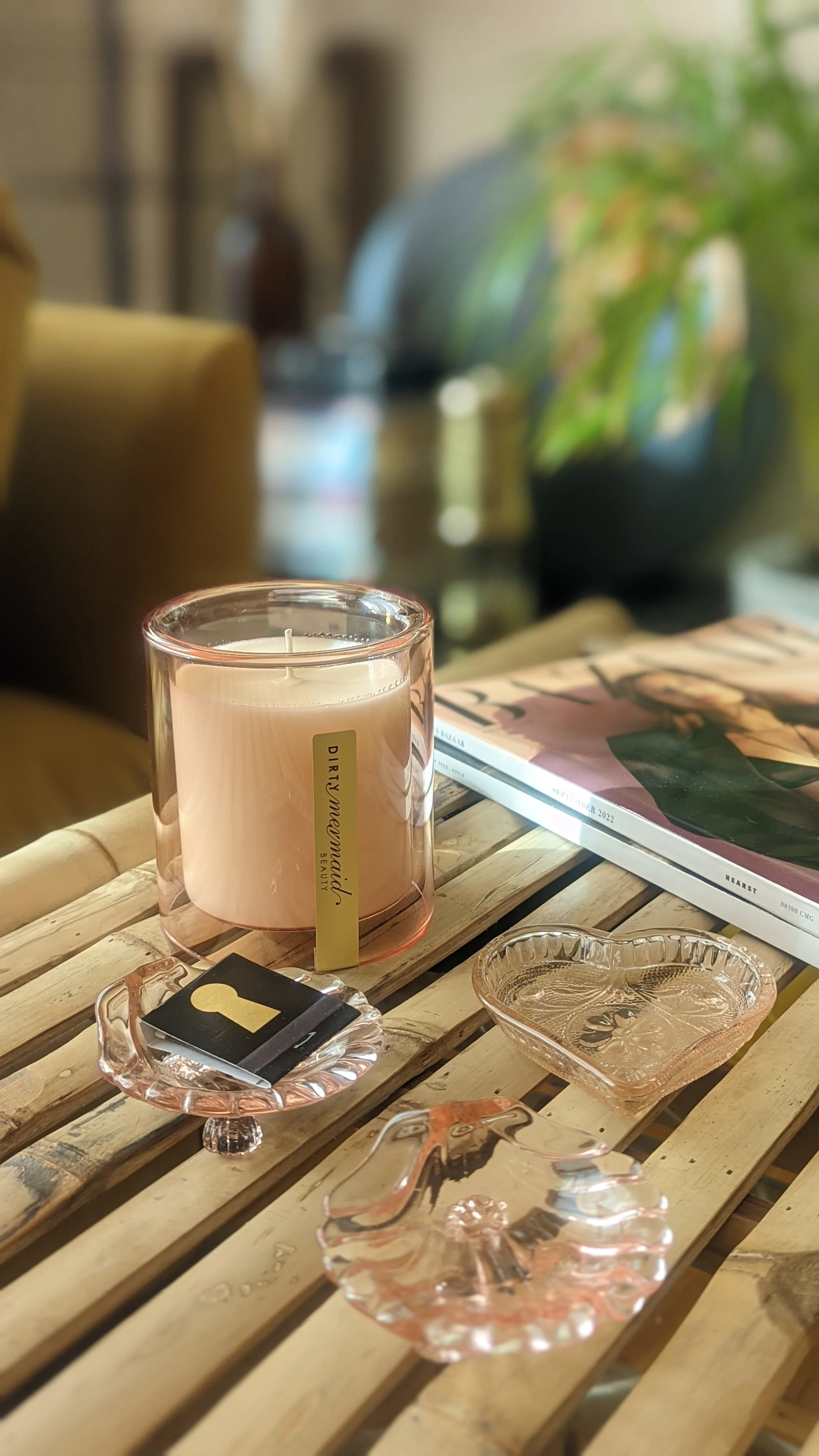 Luxury Dirty Mermaid Beauty Pink Glass Double Wall Red Citron Soy Candle