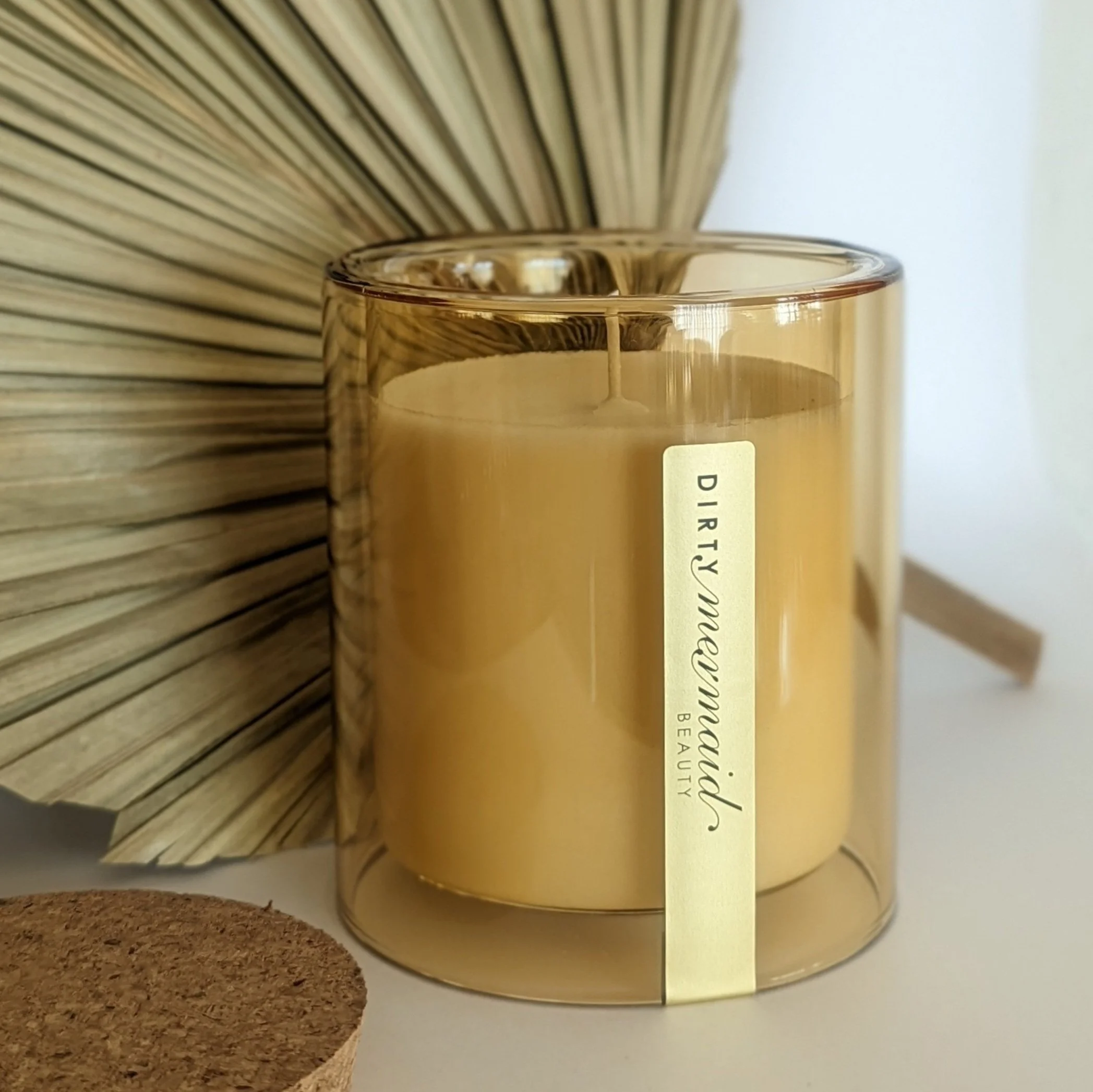 Luxury Dirty Mermaid Beauty Amber Glass Double Wall Bay Leaf Soy Candle