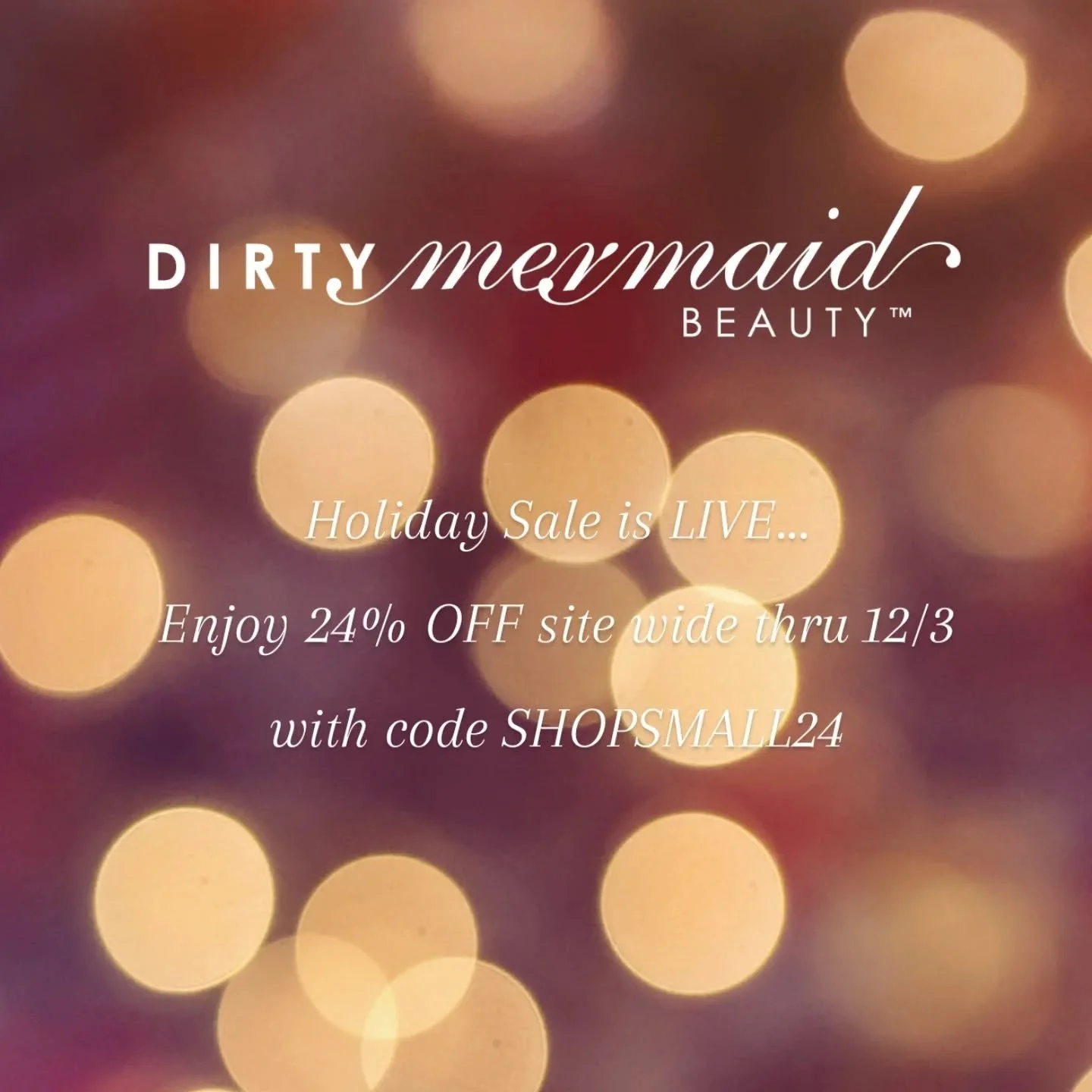 Our Holiday Sale is LIVE and can be enjoyed through Tuesday, December 3rd by midnight PST.

Site wide 24% OFF with code SHOPSMALL24 at checkout.

Thank you so much for shopping small!! ❤️❤️❤️

#shopsmall #shopsmallbusiness #naturalbeauty #indiebeauty