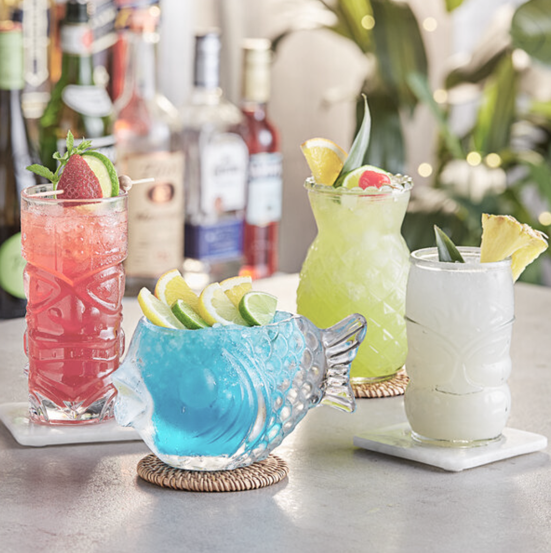 RENTAL: ASSORTED TIKI GLASSWARE - 30 GUESTS