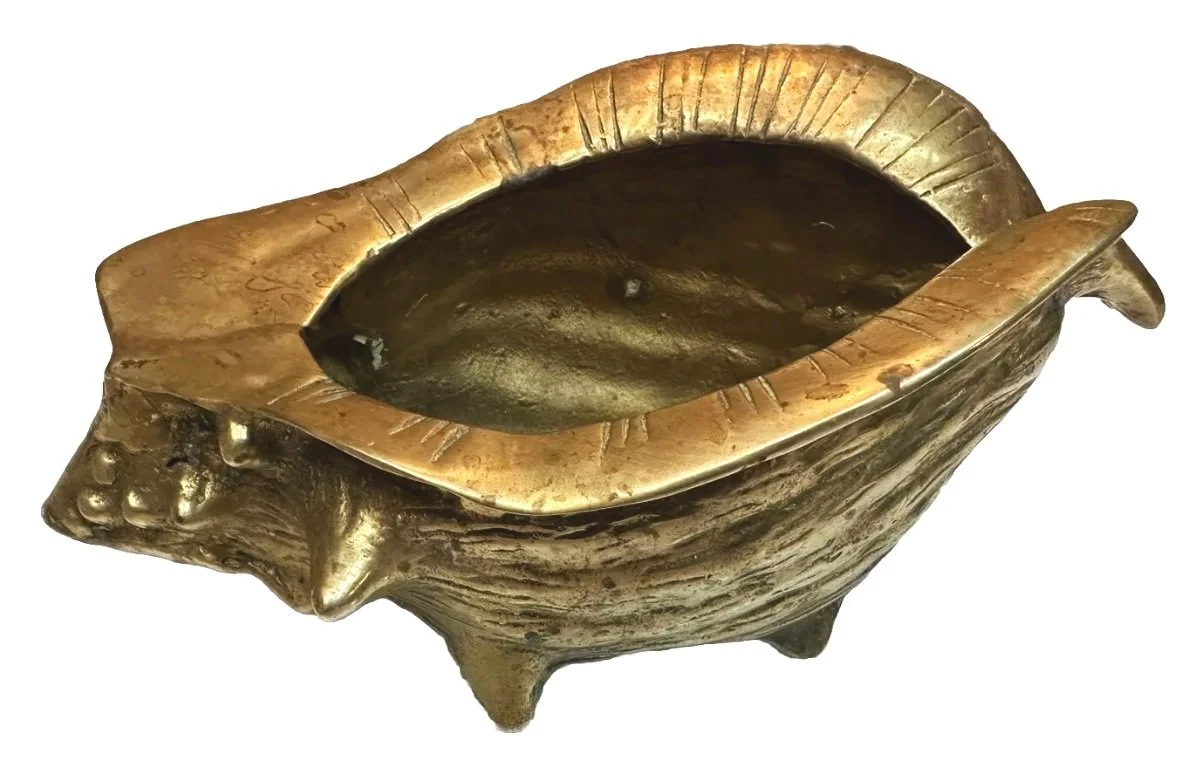VINTAGE BRASS CONCH SHELL VASE/PLANTER
