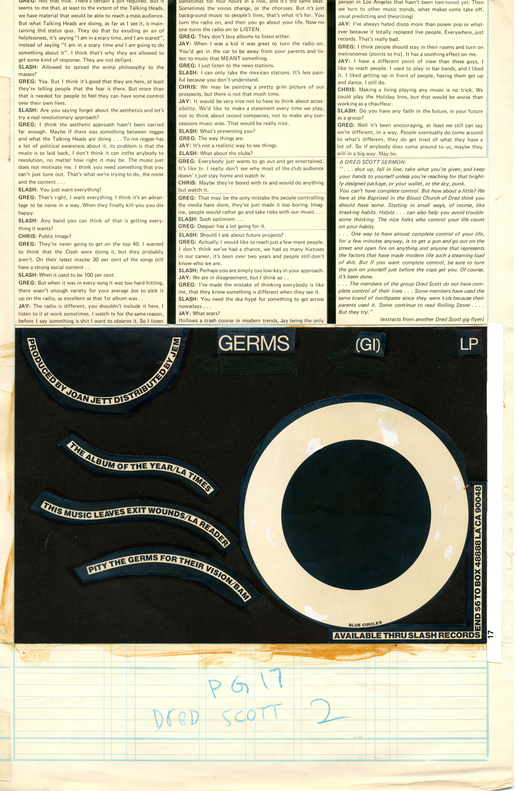  Germs (GI) LP Add - Slash Magazine