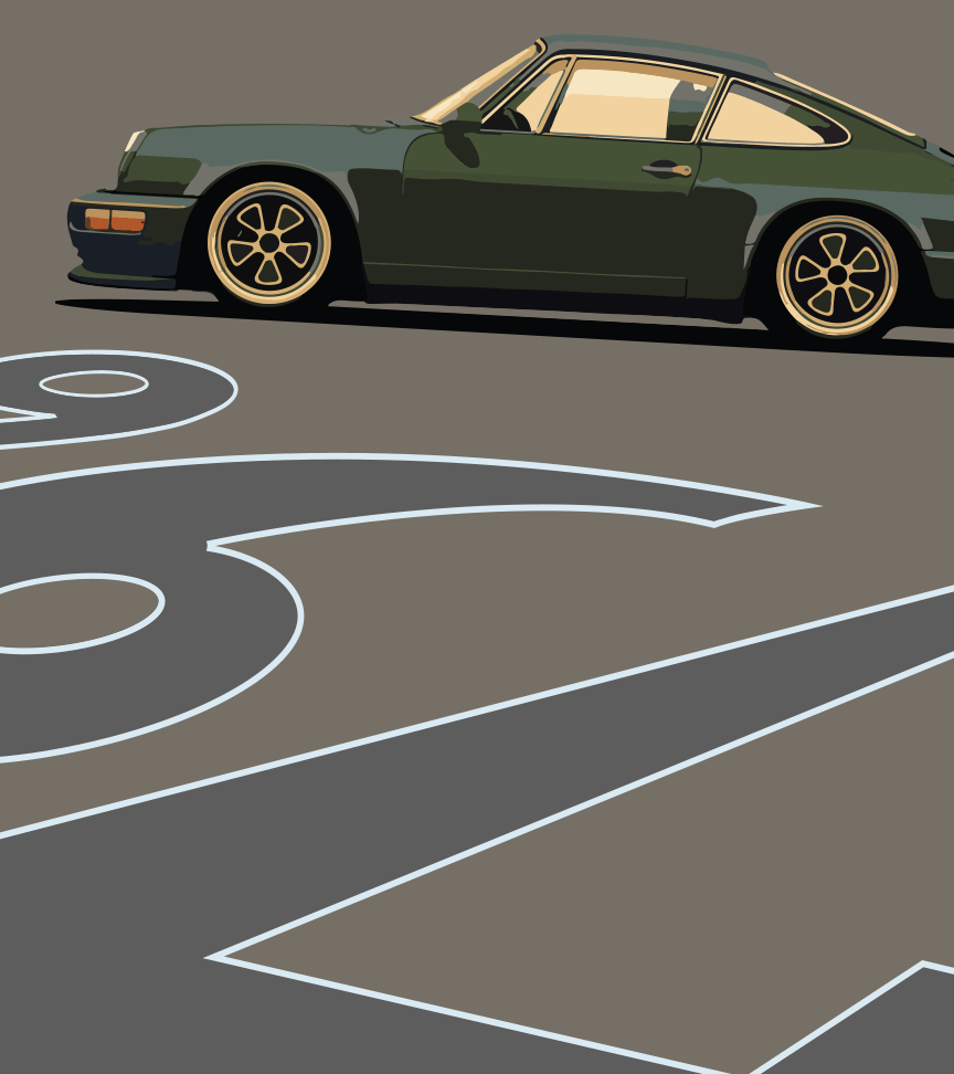 Olive Green Porsche 964 Outlow 2 .gif
