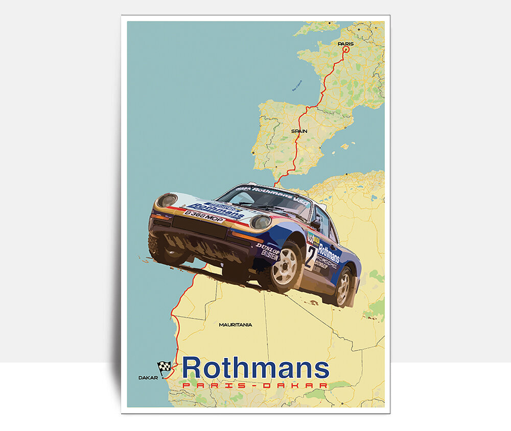 The Air Factor-ALUMINUM POSTERS Rothmans PARIS-DAKAR 1986 poster. Aluminum  Poster TheAirFactor.com | Aluminum posters | Porsche Posters | Poster