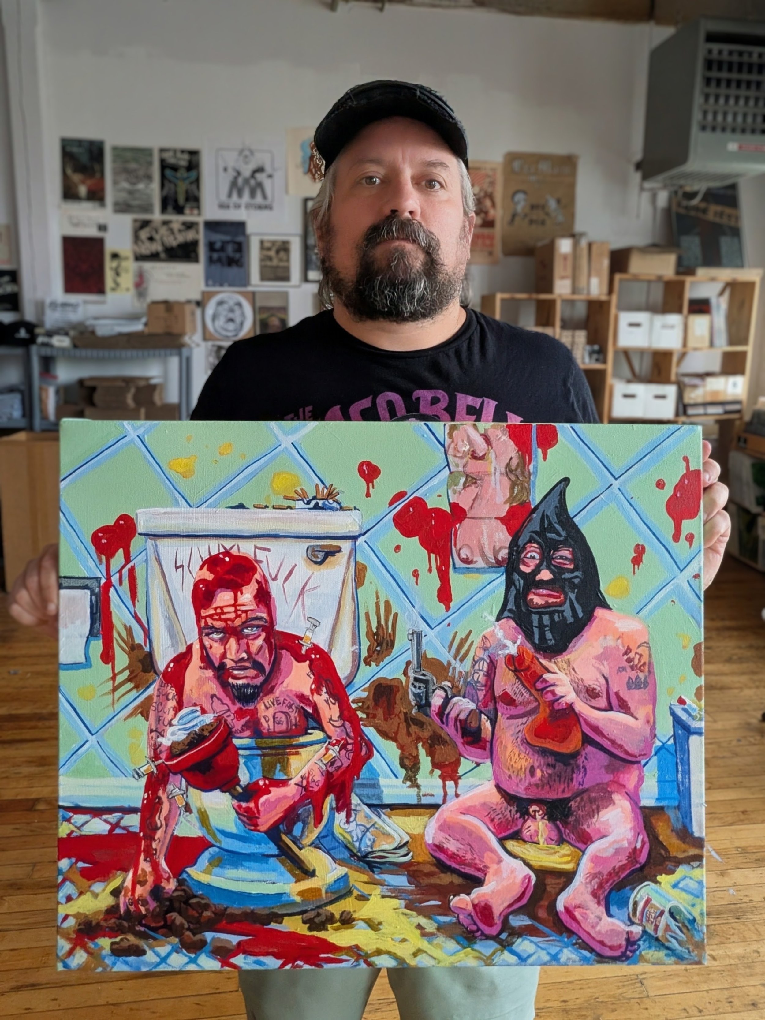 GG Allin and El Duce of The Mentors mashup painting by Two Thangs