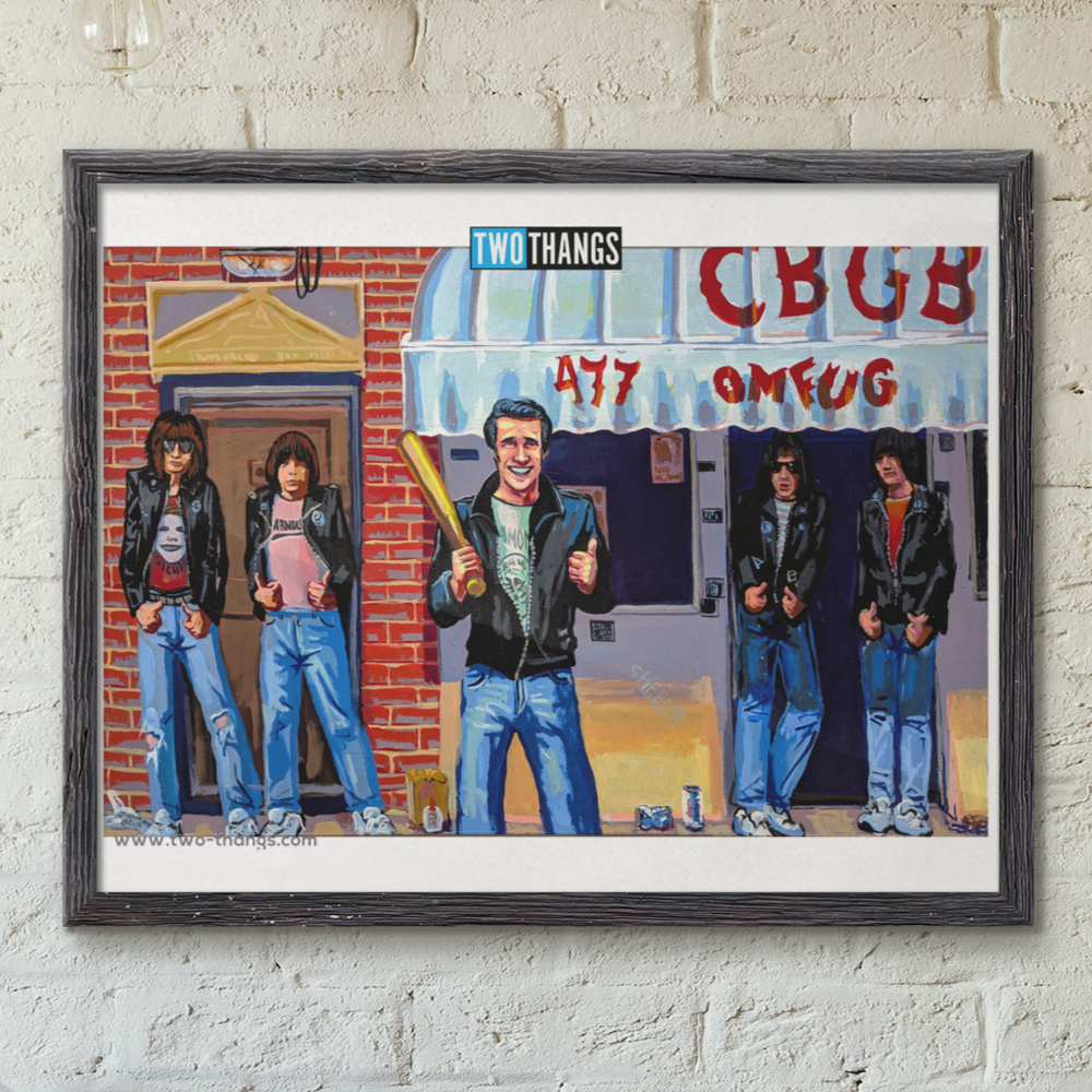 Ramones x Happy Days Art Print | The Fonz at CBGBs — Two Thangs