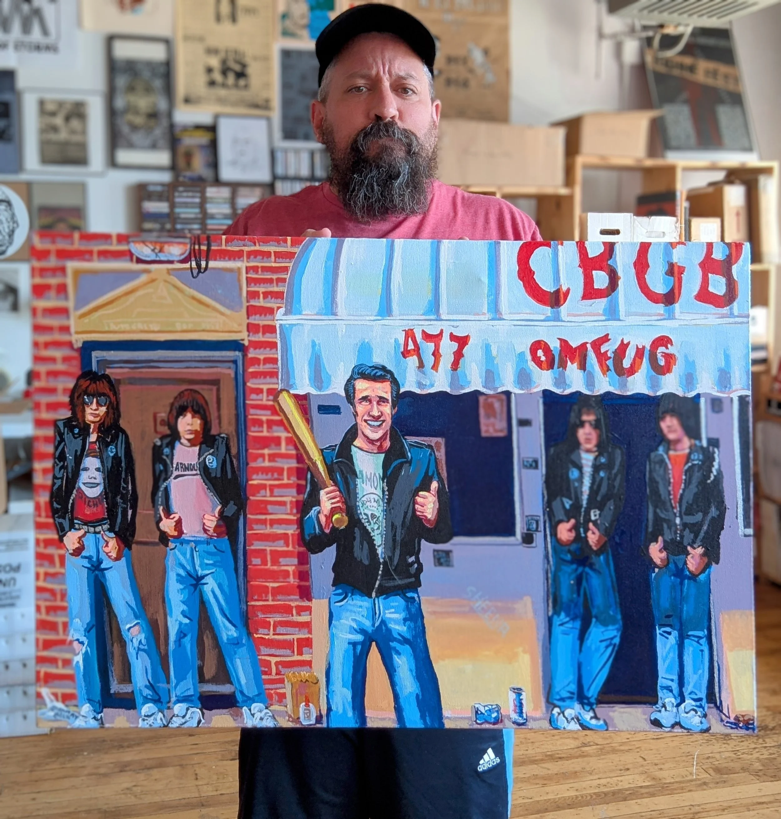 Ramones x Happy Days Art Print | The Fonz at CBGBs — Two Thangs