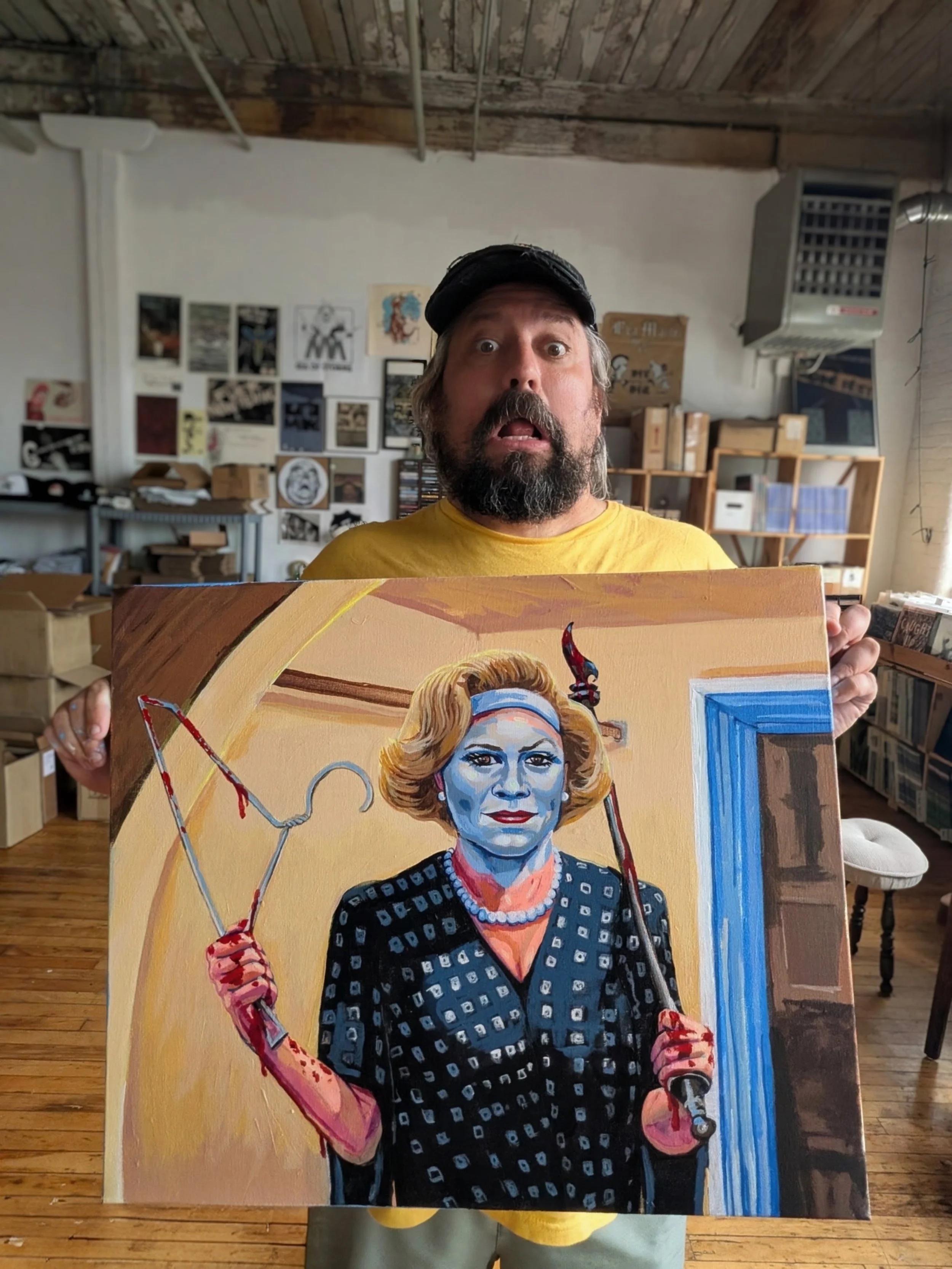 Serial Mom and Mommie Dearest mashup painting by Two Thangs
