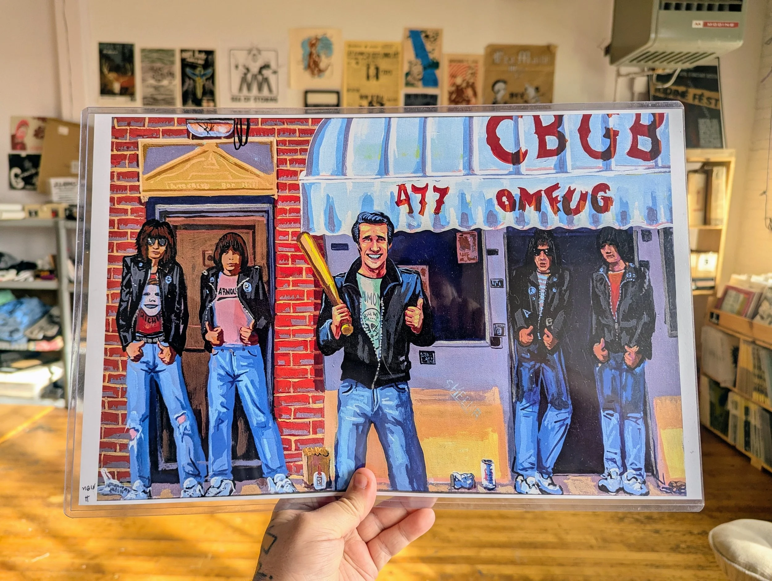 Ramones x Happy Days Art Print | The Fonz at CBGBs — Two Thangs