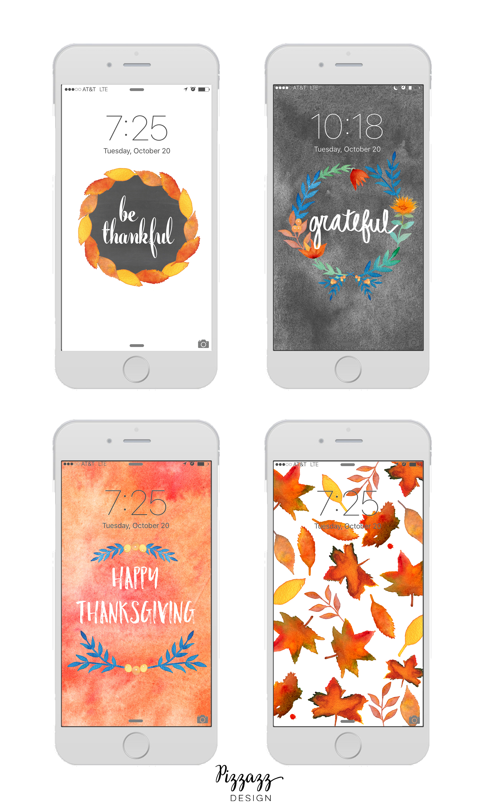 Thanksgiving iPhone Wallpapers — Pizzazz Design