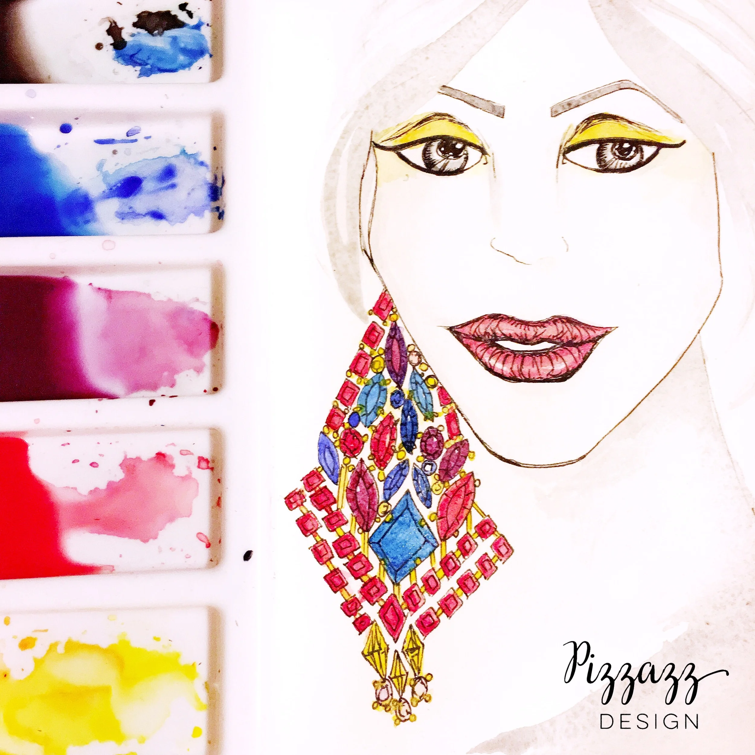 Holiday Winter Portrait Fashion Illustration. Pizzazz Design.