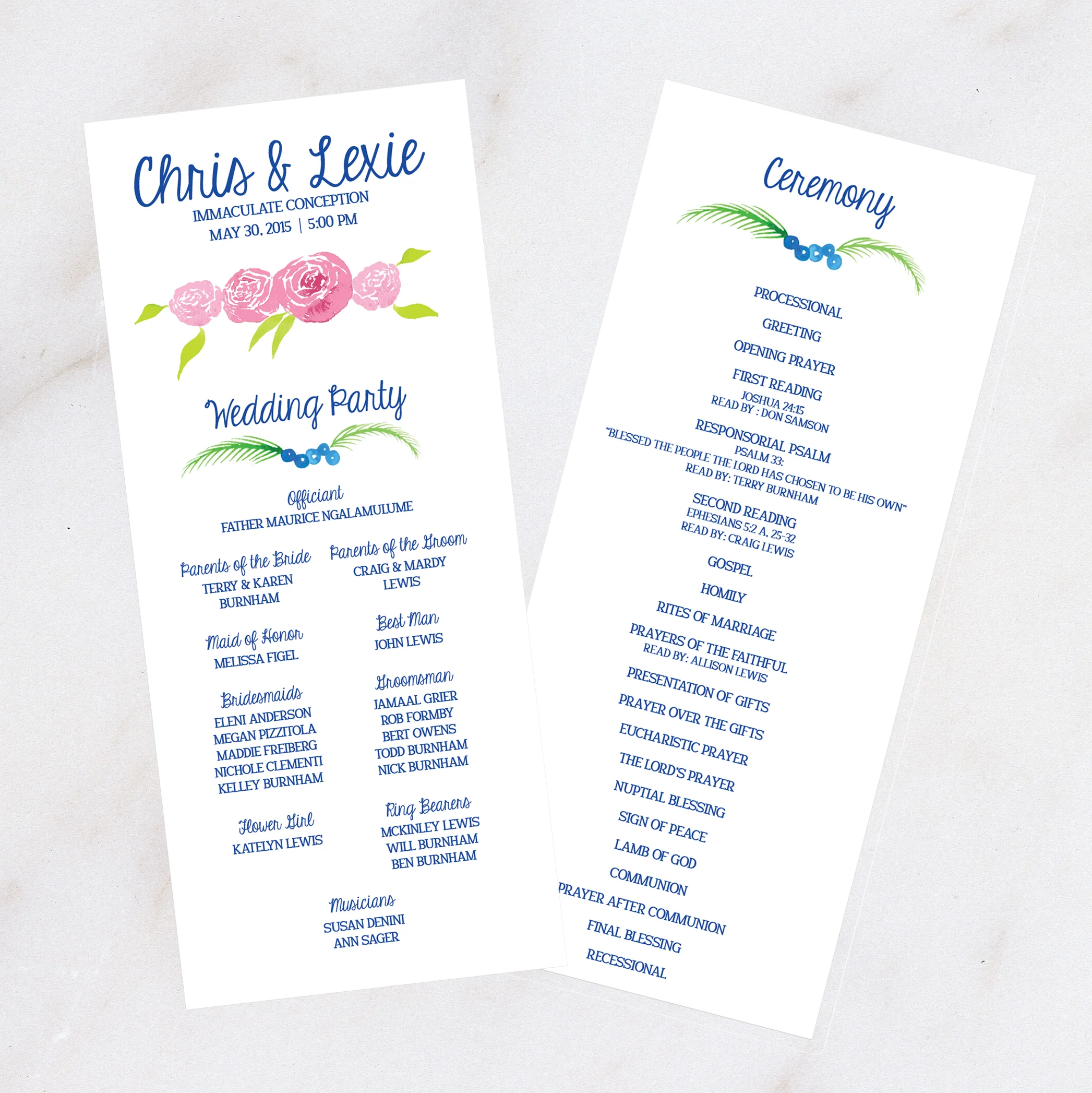 Wedding Program // Mr. & Mrs. Lewis