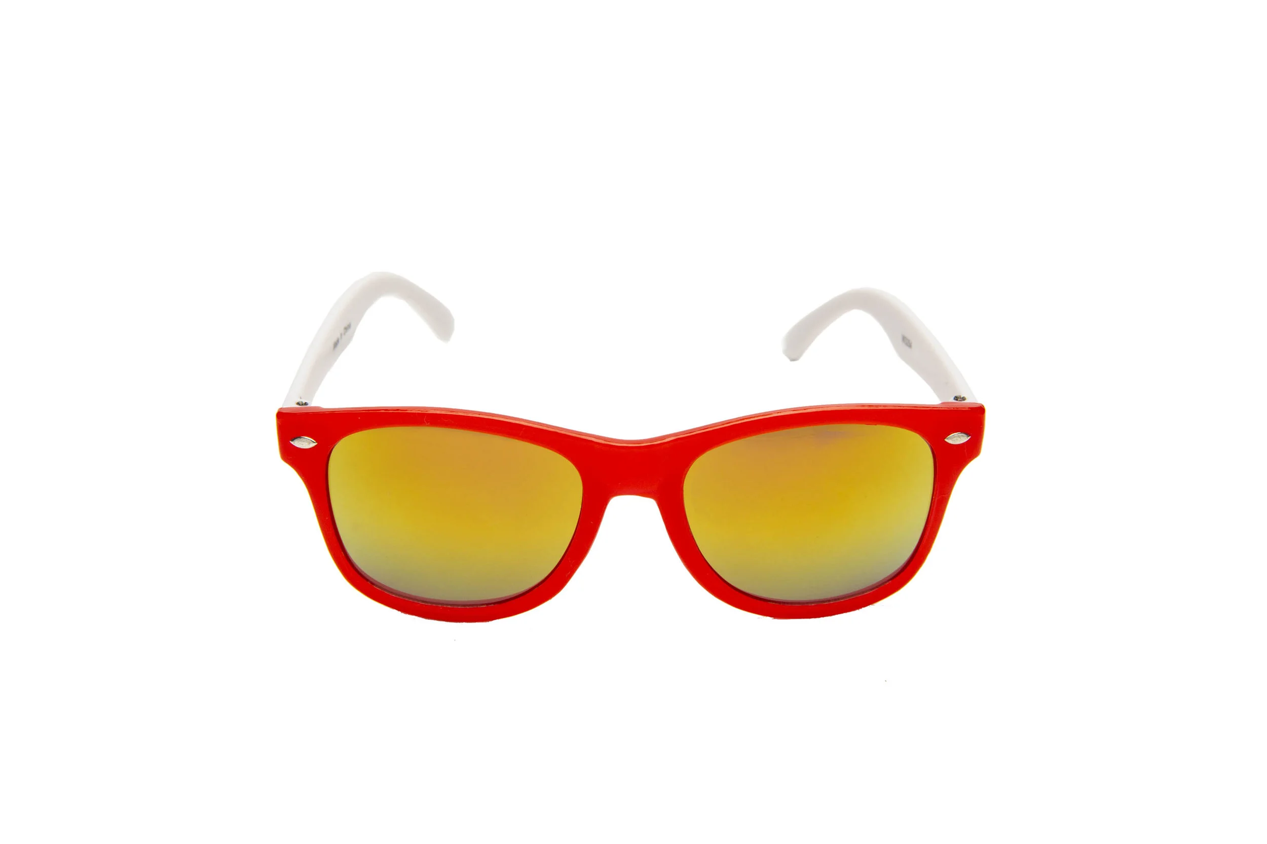 Copy of Trendy summer fashion kids wayfarer style sunglasses with red frames and orange rainbow lenses by Rad and Refined