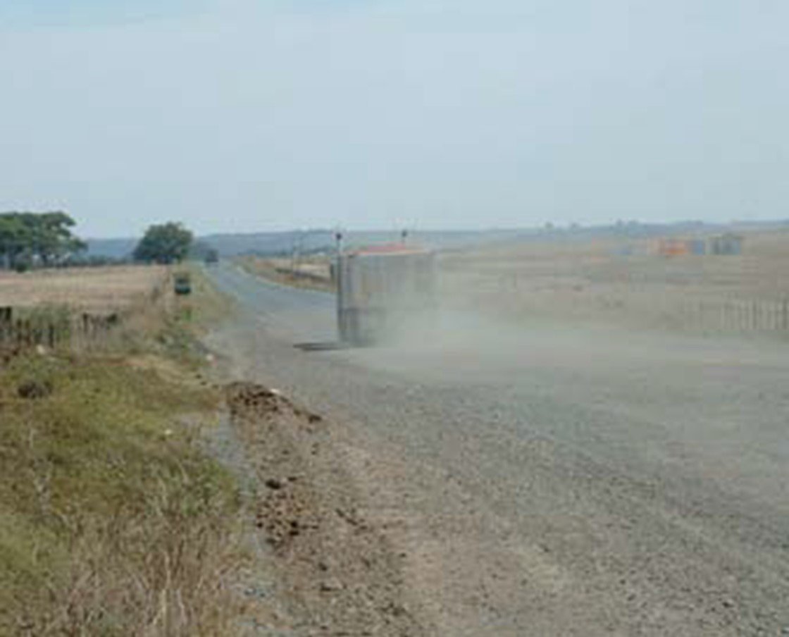  Road before&nbsp;application of Soilbond's dust control solution    