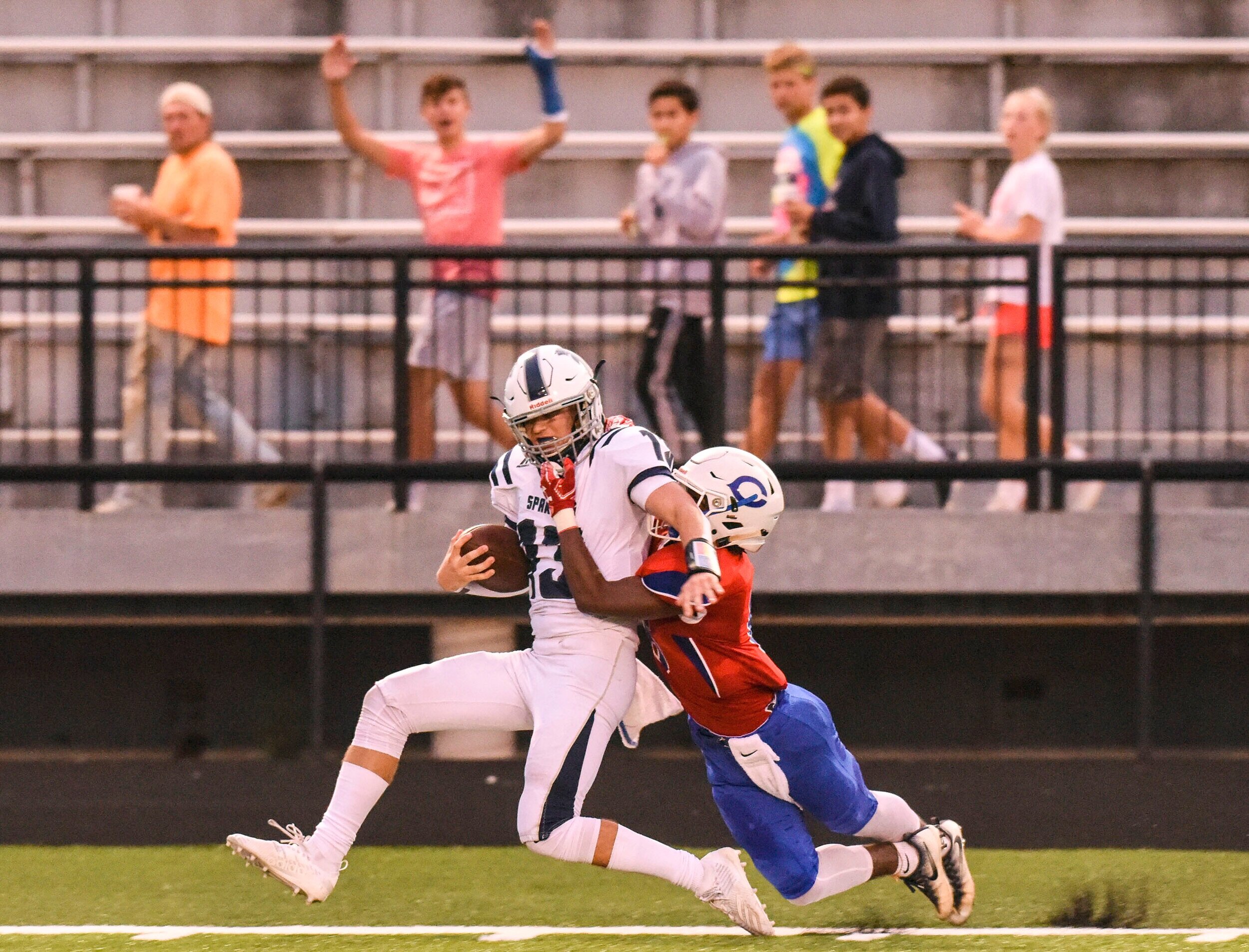  Davenport Central and Pleasant Valley battle it out at Brady Street Stadium, Thursday, Sept. 19, 2019, in Davenport. Final Score: Pleasant Valley 46, Davenport Central 7. 