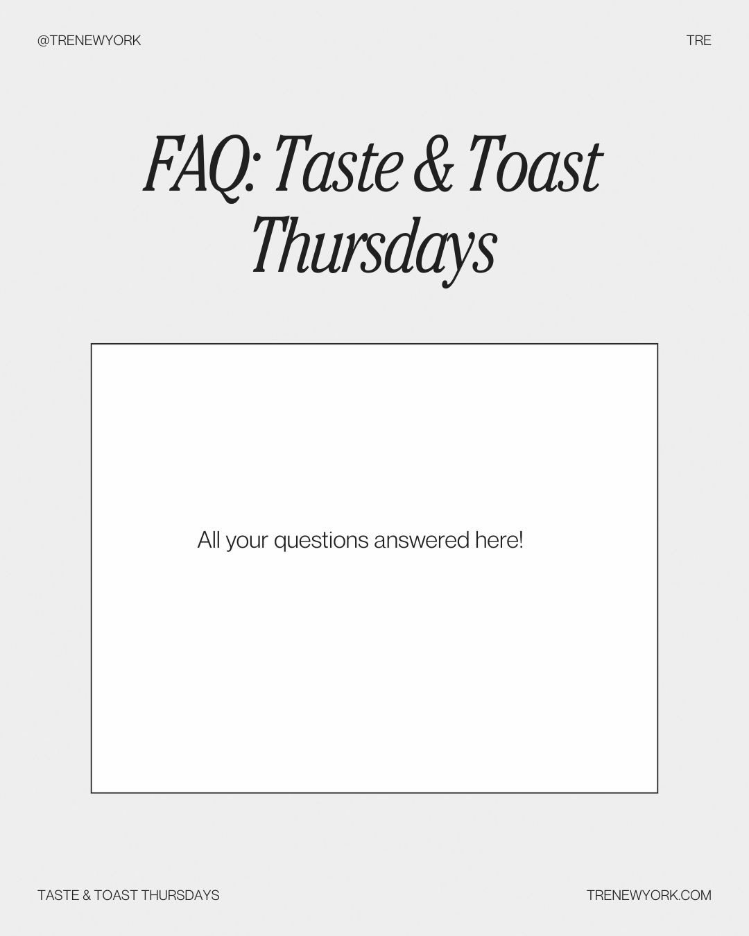 you asked! we answered 🗣️ if you have any questions drop a comment below ✨ see you any Thursday at tre for taste &amp; toast dinner deal!