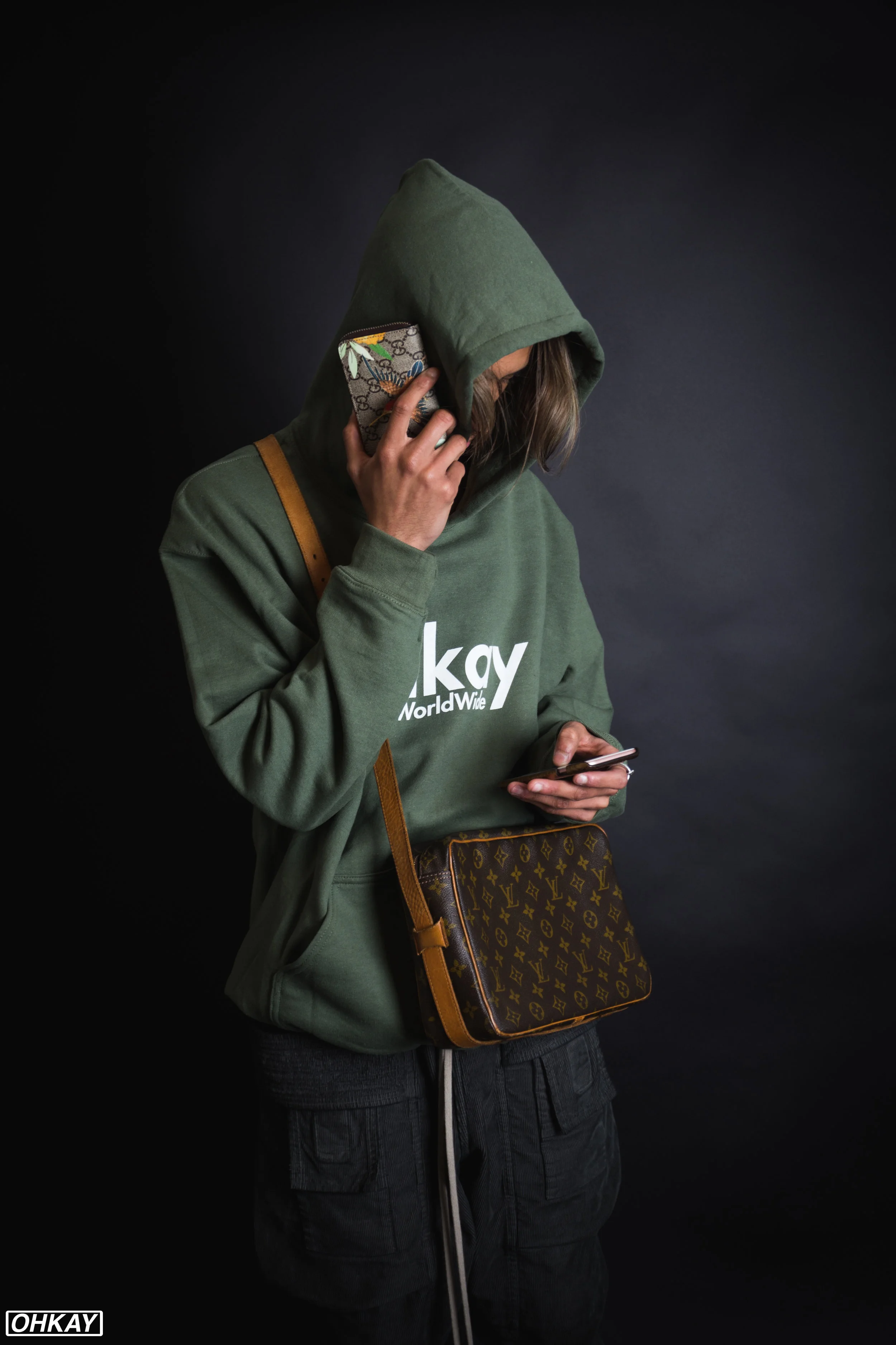 OHKAY WORLDWIDE OLIVE HOODIE