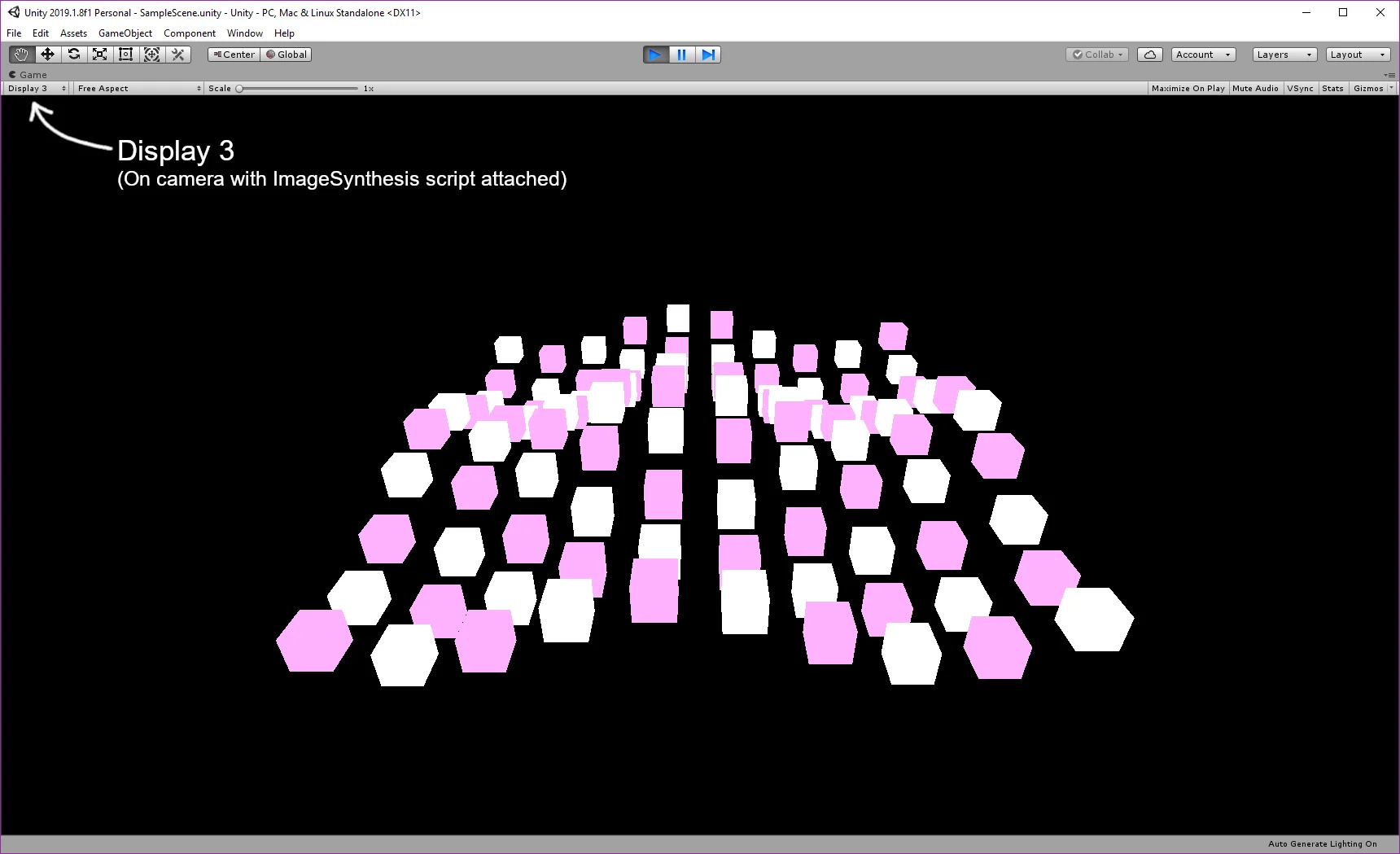 Display 3 will show objects segmented by layer , rather than object id.