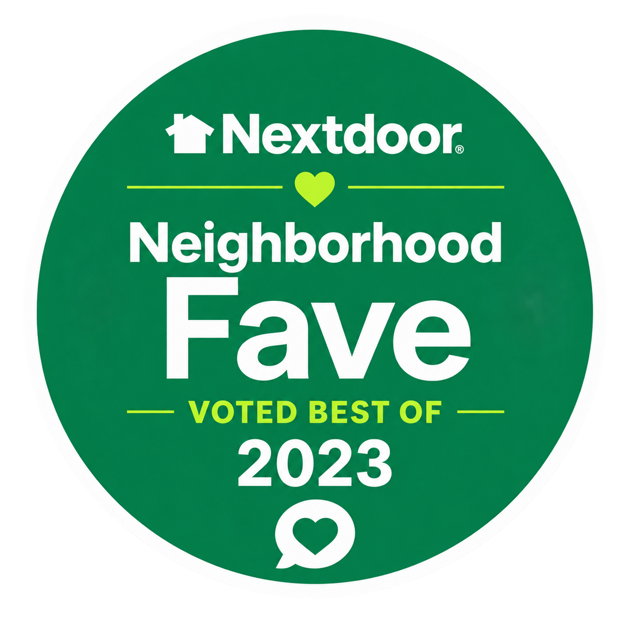 Nextdoor Neighborhood Fave 2023 award badge