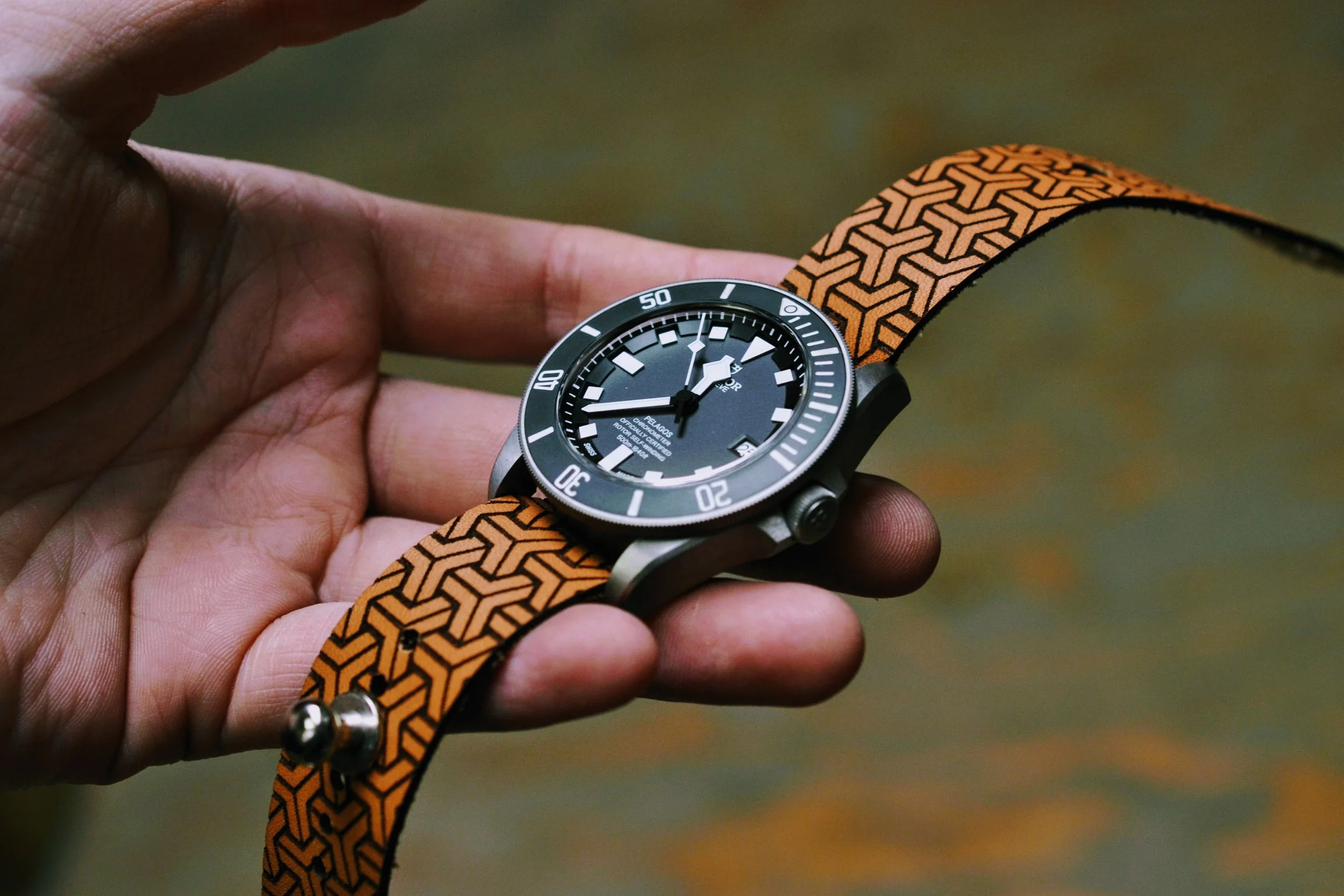 Iso-Celtic Stud Watch Strap - Natural Sun Dye