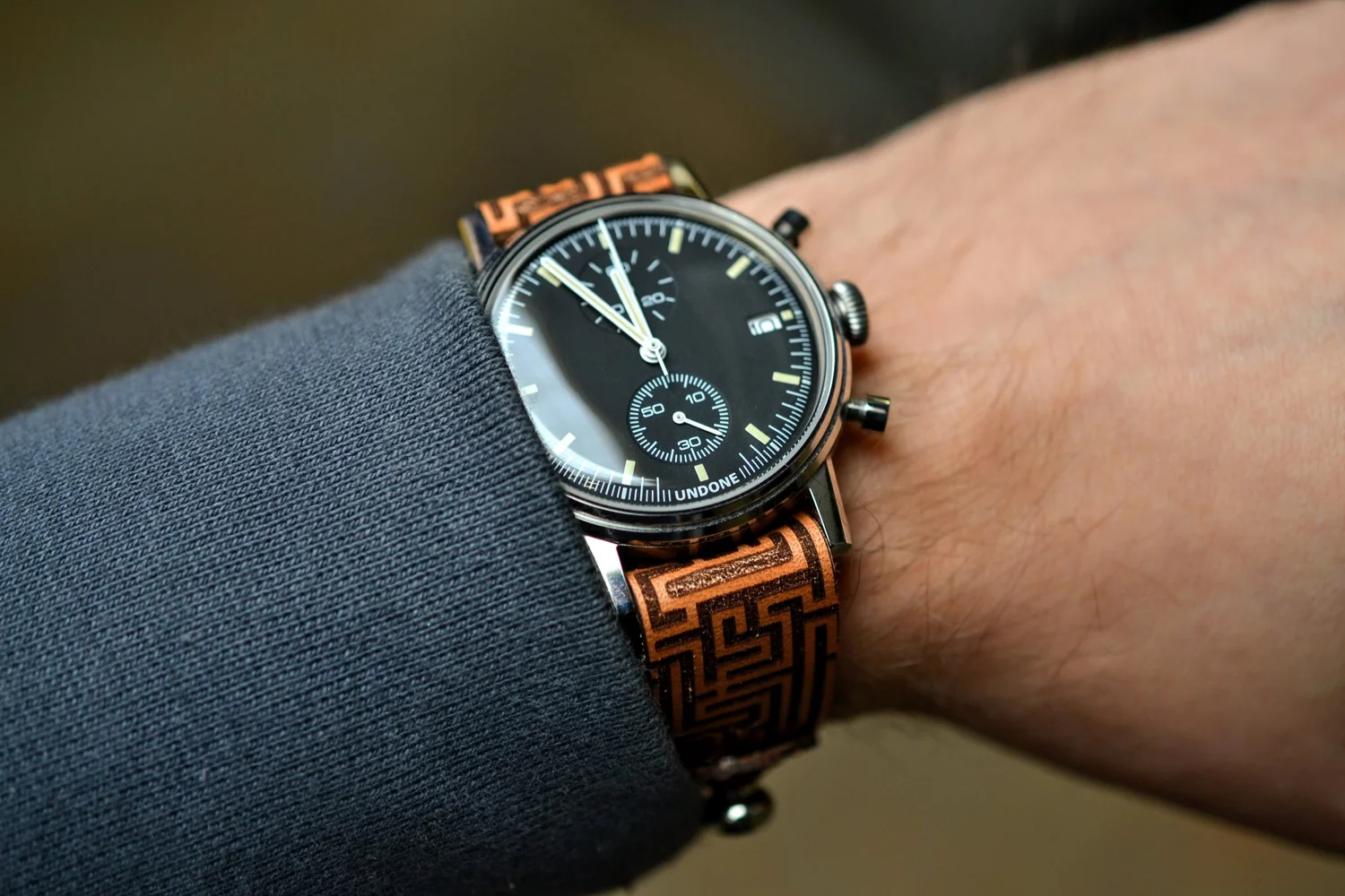Maze Stud Passthrough Leather Watch Strap - Pattern Series