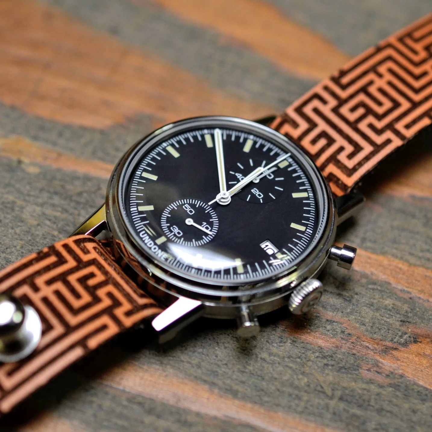 Maze Stud Passthrough Leather Watch Strap - Pattern Series // Model No. 4