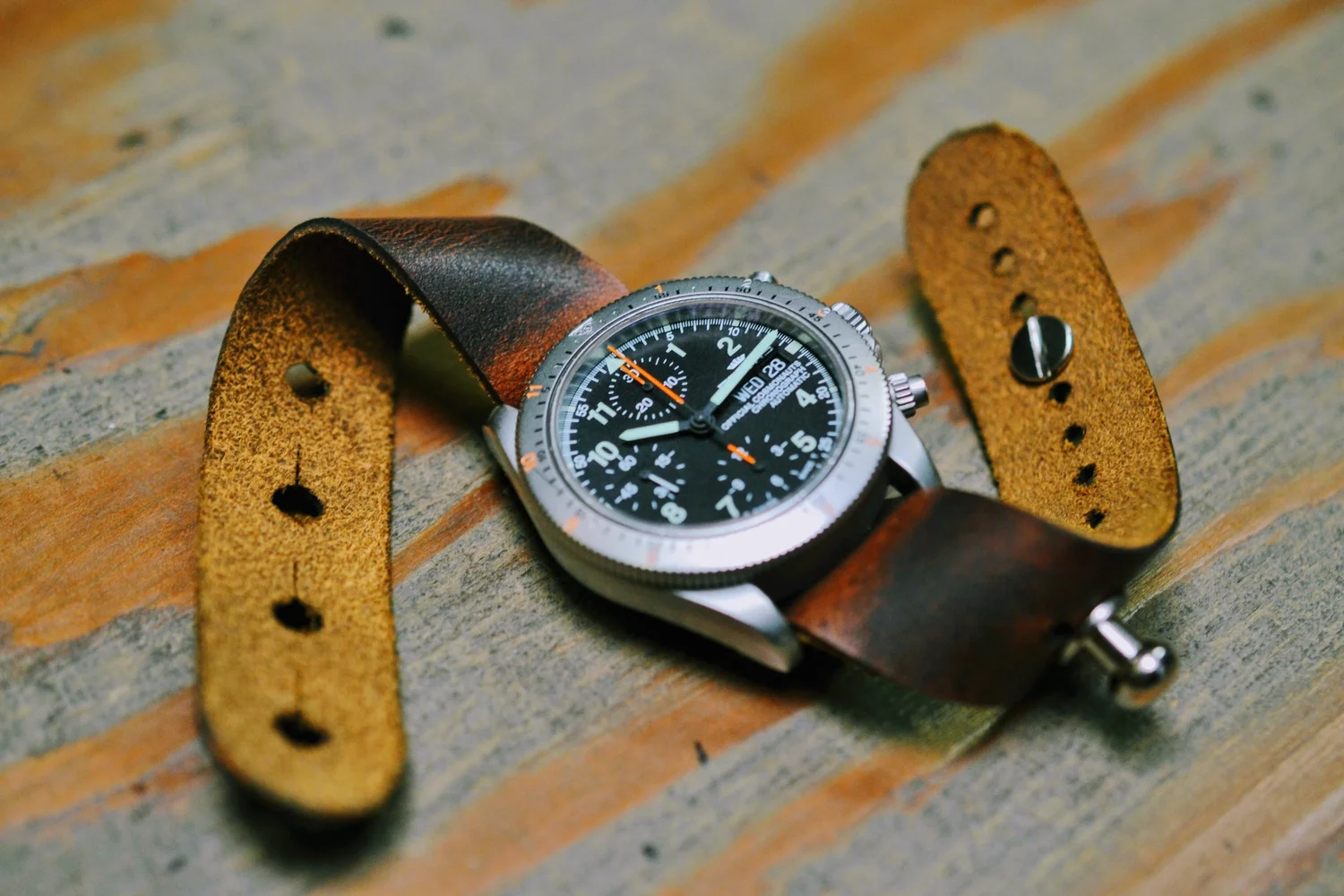 Autumn Harvest' Redux Stud Passthrough Leather Watch Strap — Nick