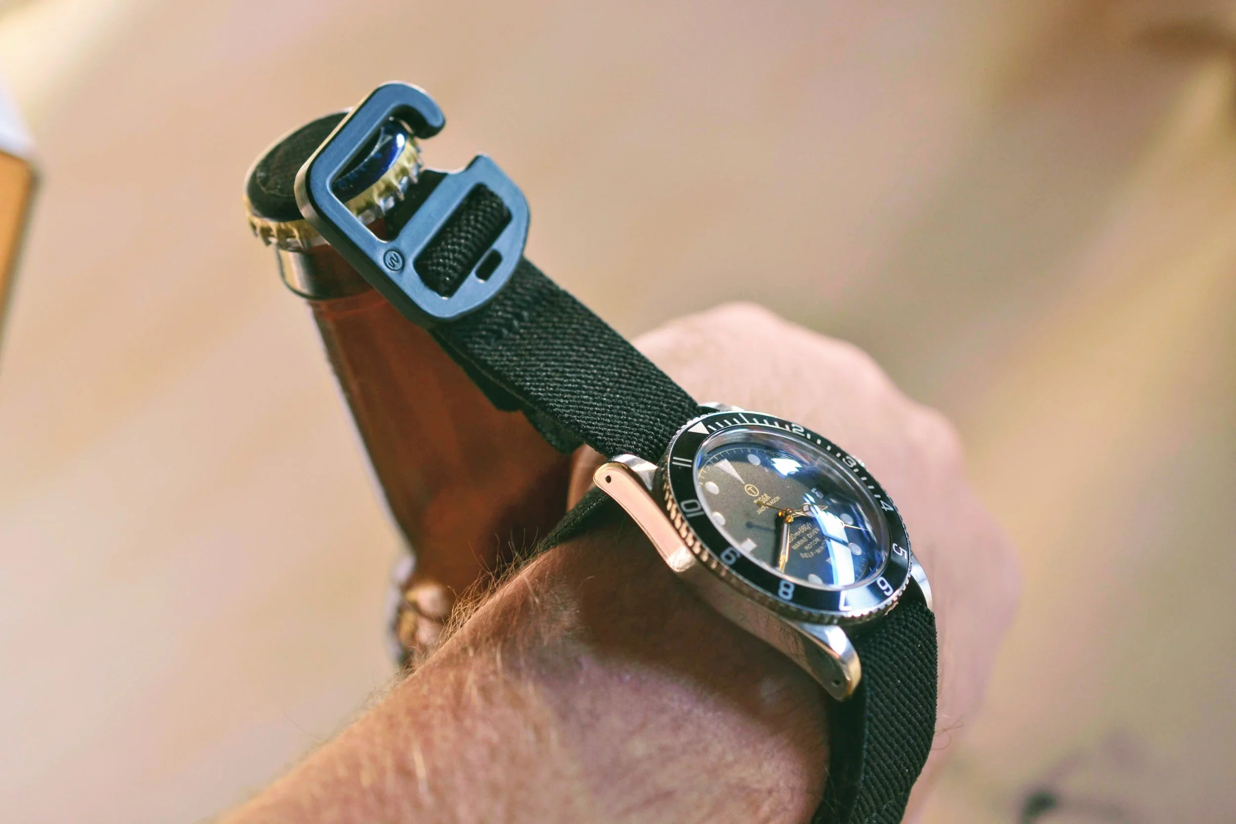 The Cap Strap© v2 - Elastic Bottle-Opening Watch Band