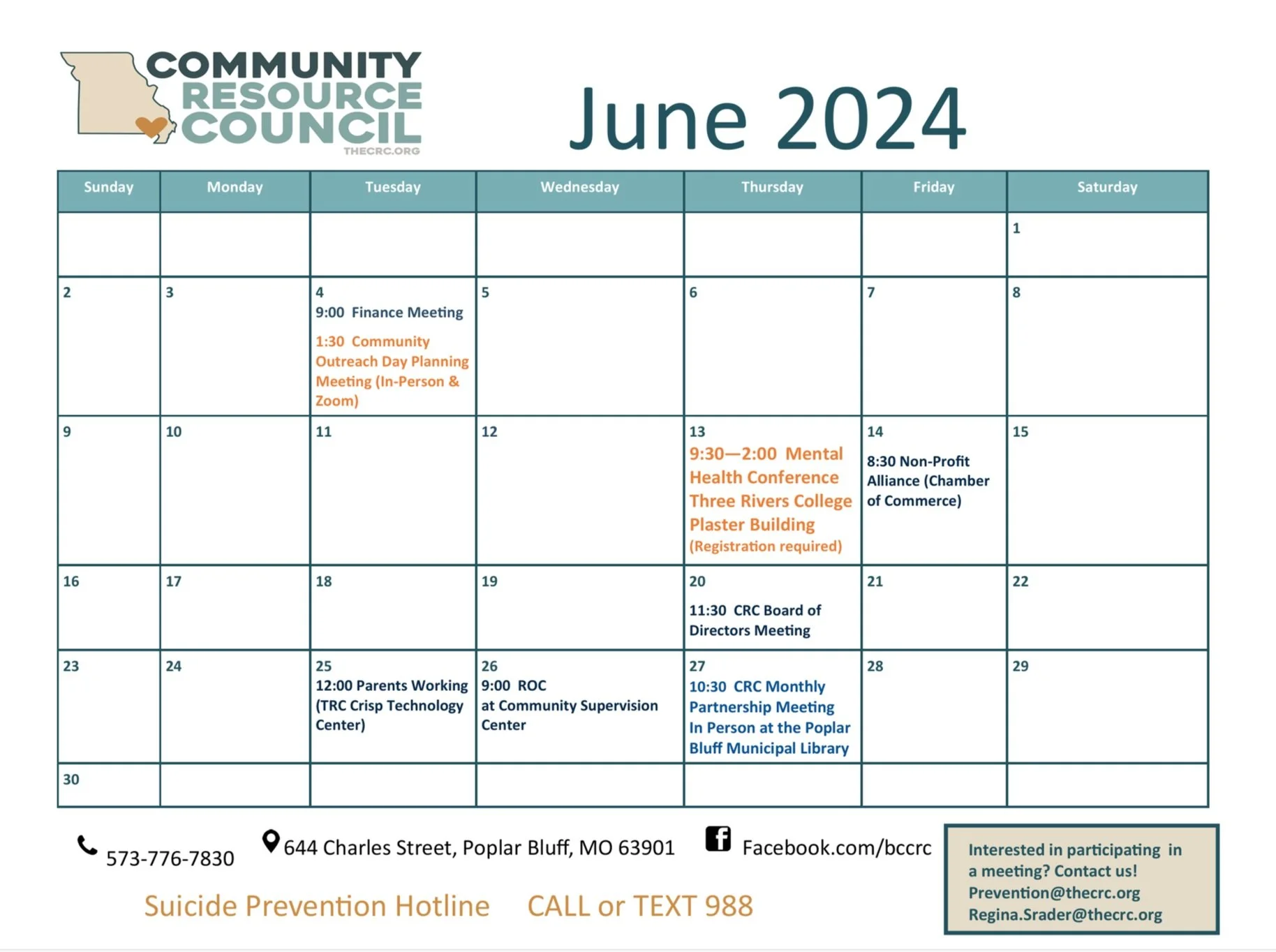 June Calendar