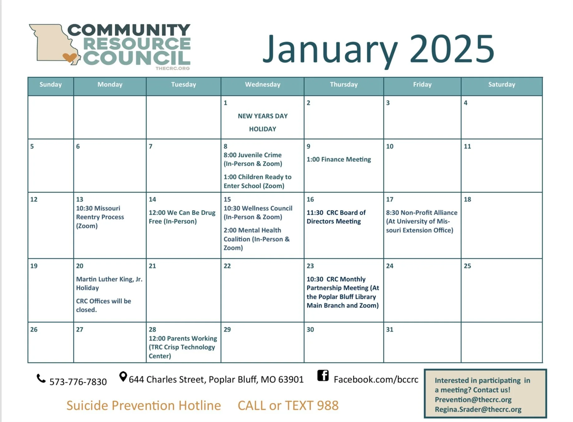 January Calendar