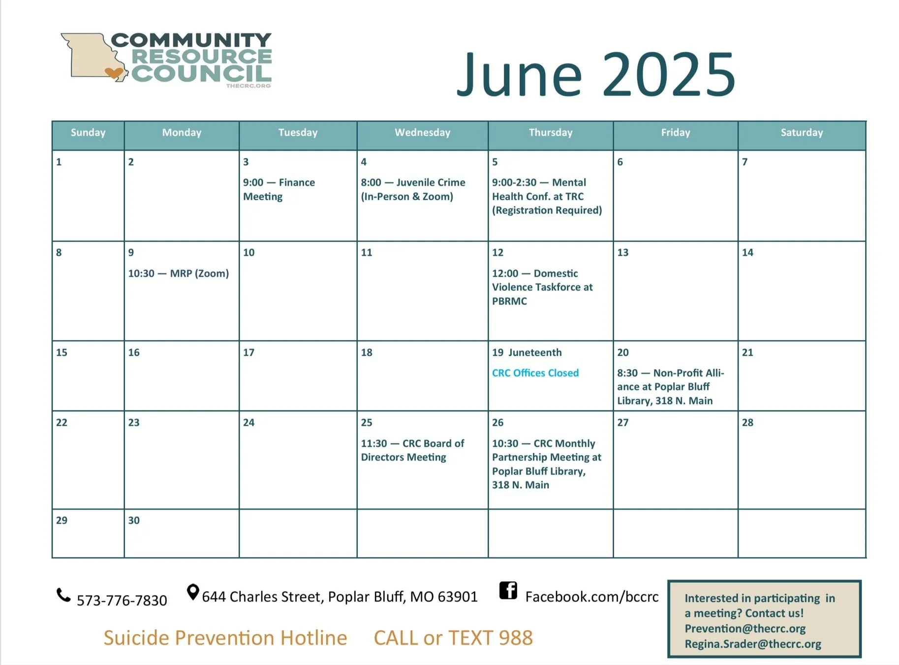 June Calendar