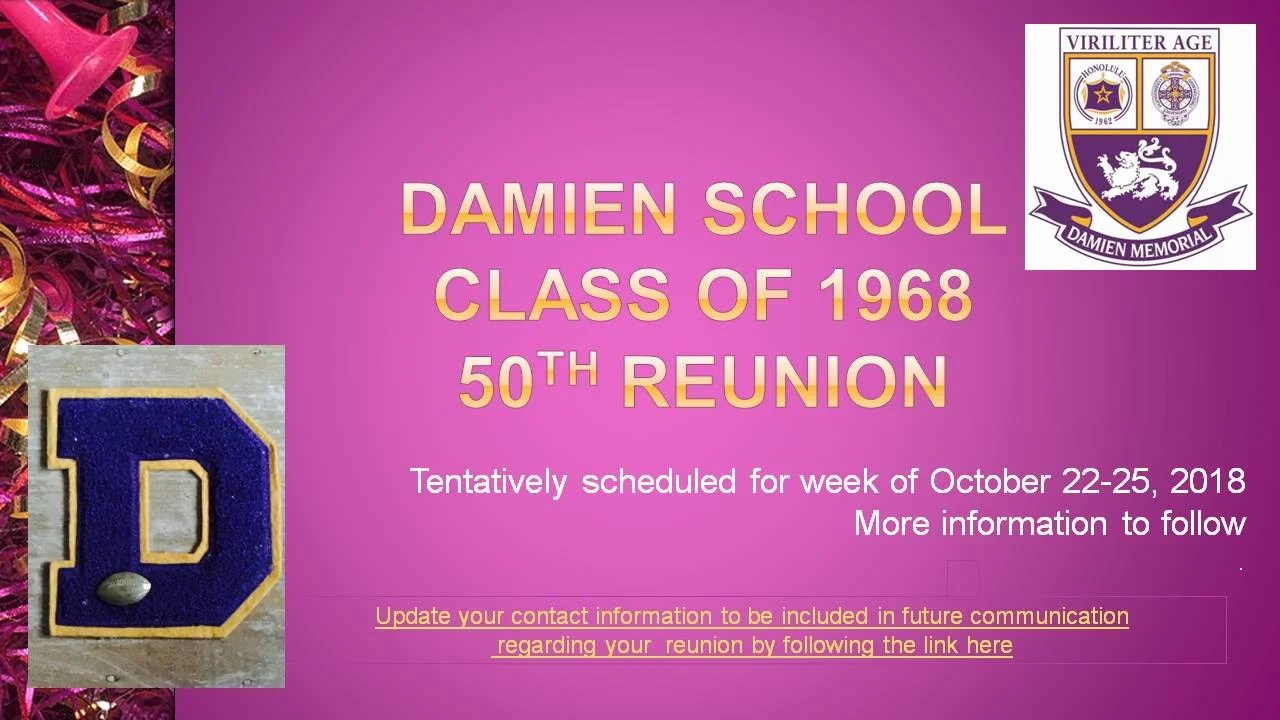 Calling Class of 1968! Update your contact information today by following the link above today!