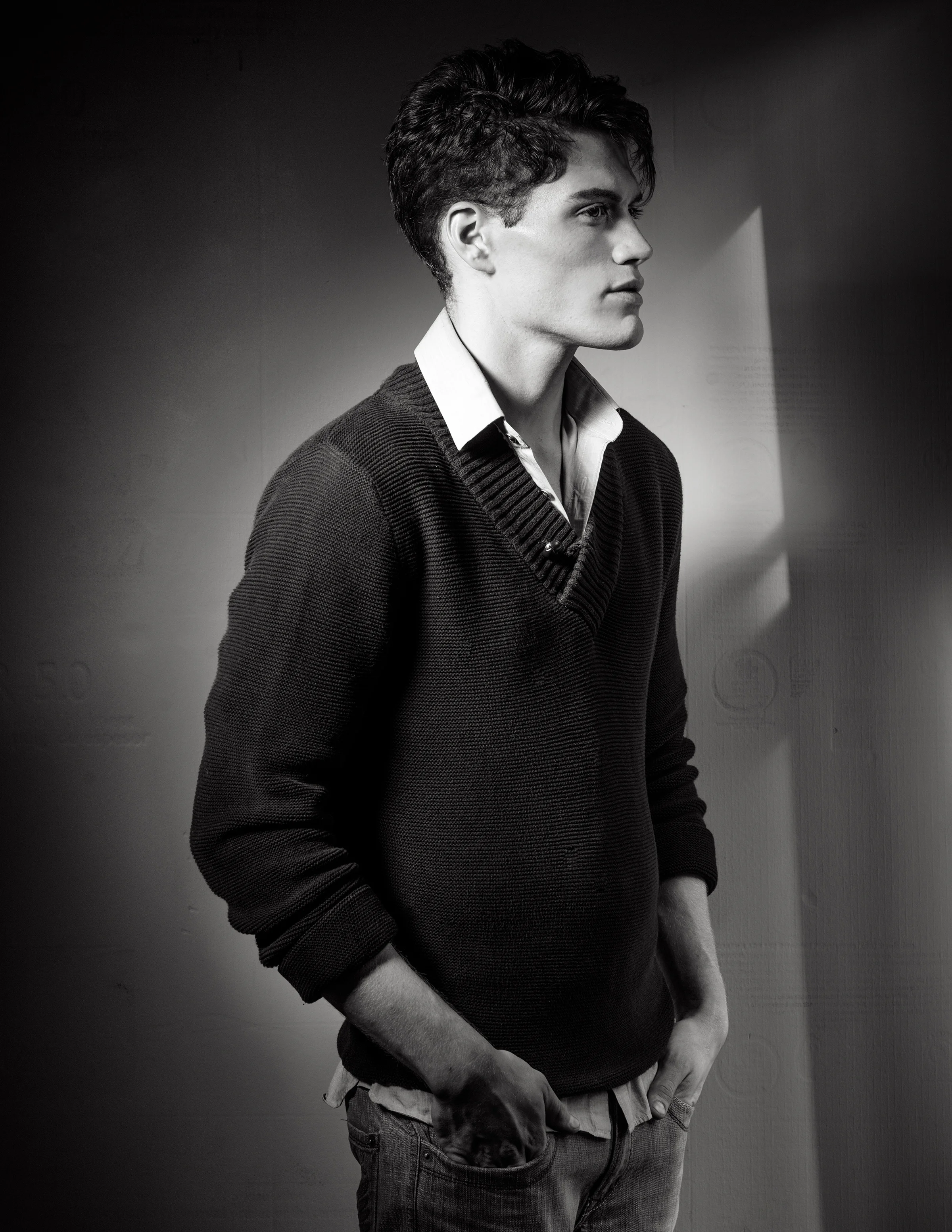 sweater, J.Crew. button-down, Banana Republic. jeans, True Religion.