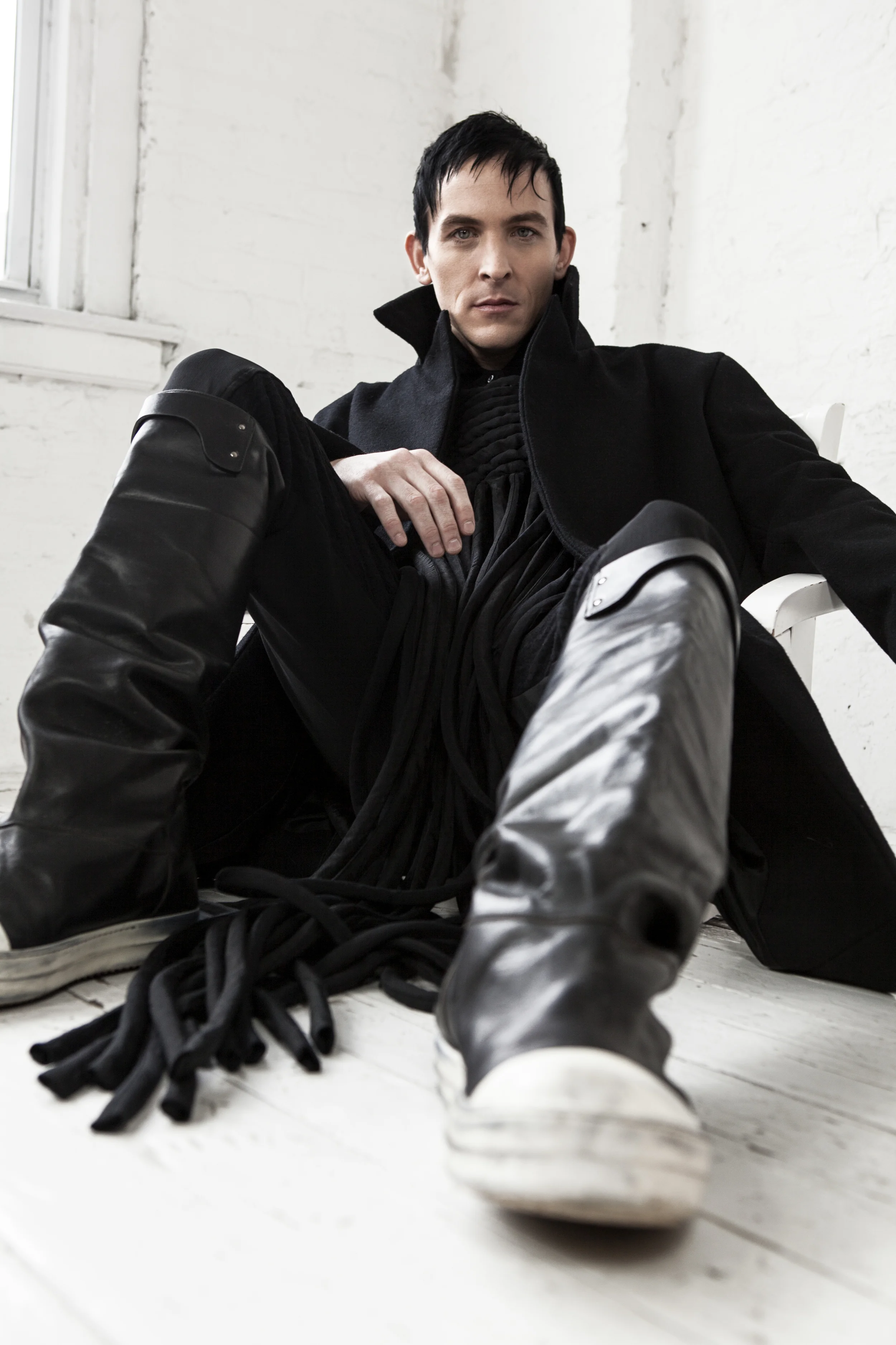 Coat Geoffrey Mac / Shirt Khevyn Xacau / Fringe Top Radka Salcmann / Pants Dior Homme / Boots Rick Owens