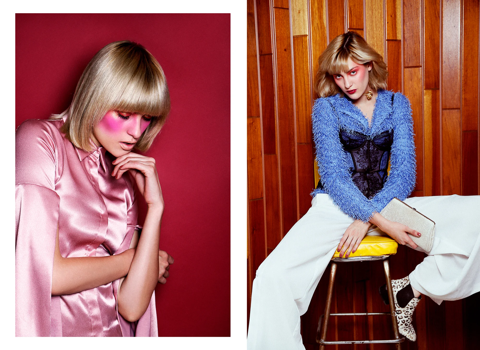 Pink Blouse : Gregorio Cayetano R ight // Suerter : Pink Magnolia / Corset: Calvin Klein / Necklace : Fernando Rodriguez / Clutch : Miu Miu / Pants : Adolfo Dominguez / Shoes : Bimba y Lola