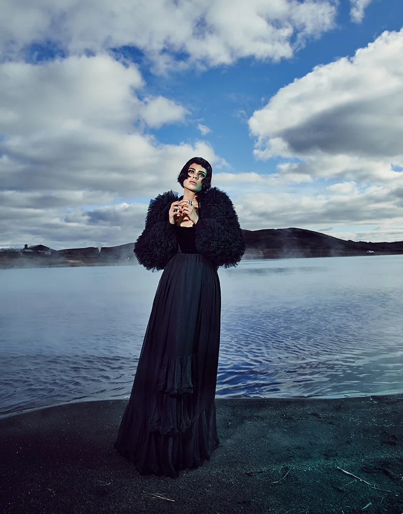 Jacket: Victor & Rolf / Dress: Vintage Yves Saint Laurent / Shoes: Saint Lauren / Ring: John Brevard