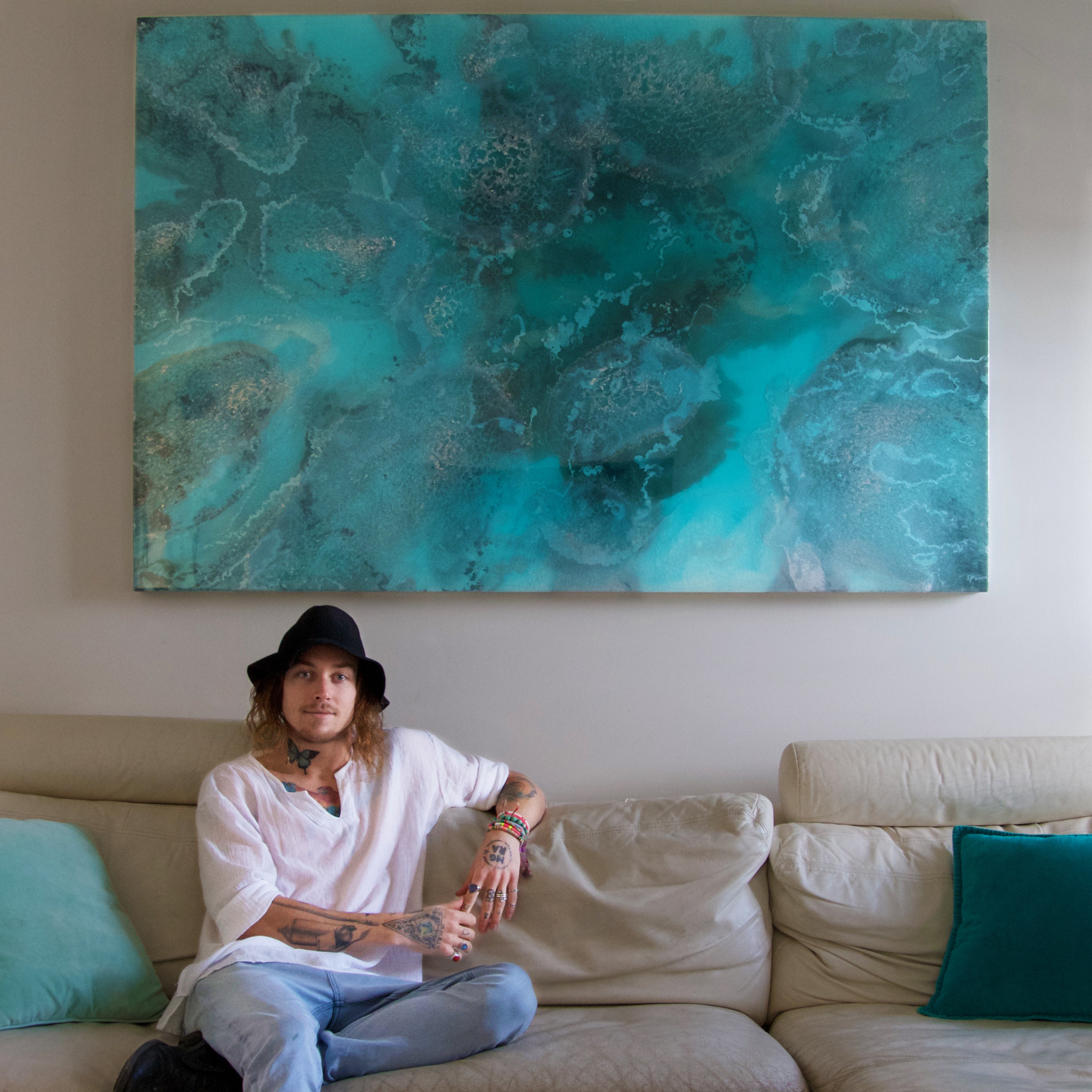 Mitch with the finished 'Take Another Look' artwork.
