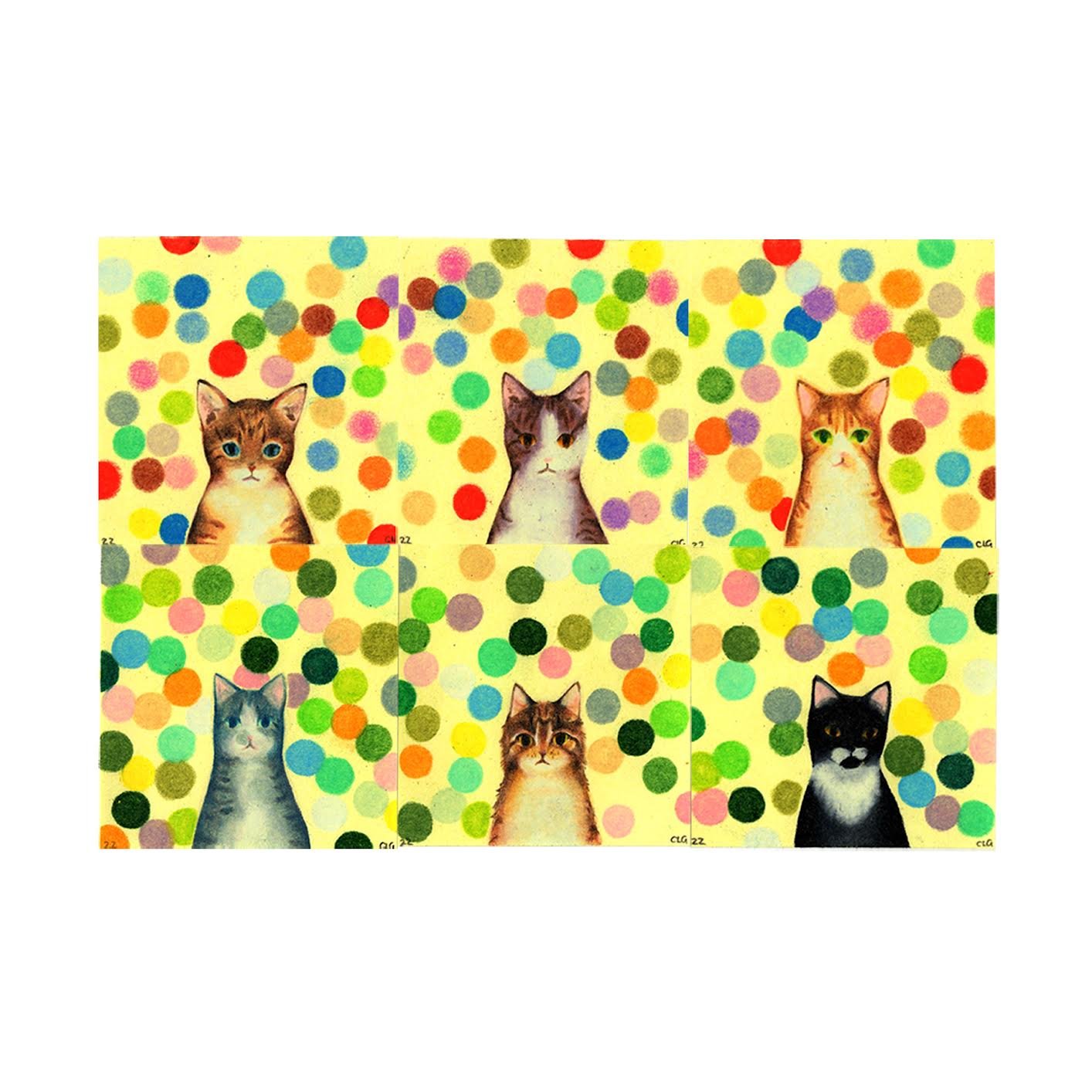   “Cat Portraits” Set 2   Colored Pencil  Post-It Notes  3 x 3” 